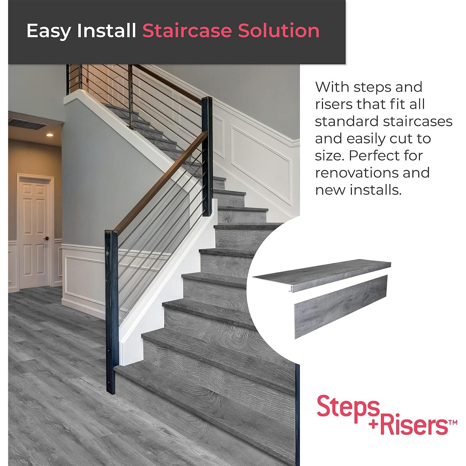 Combo Peldaño y Contrahuella Vinilo Lucida Surfaces Andesita