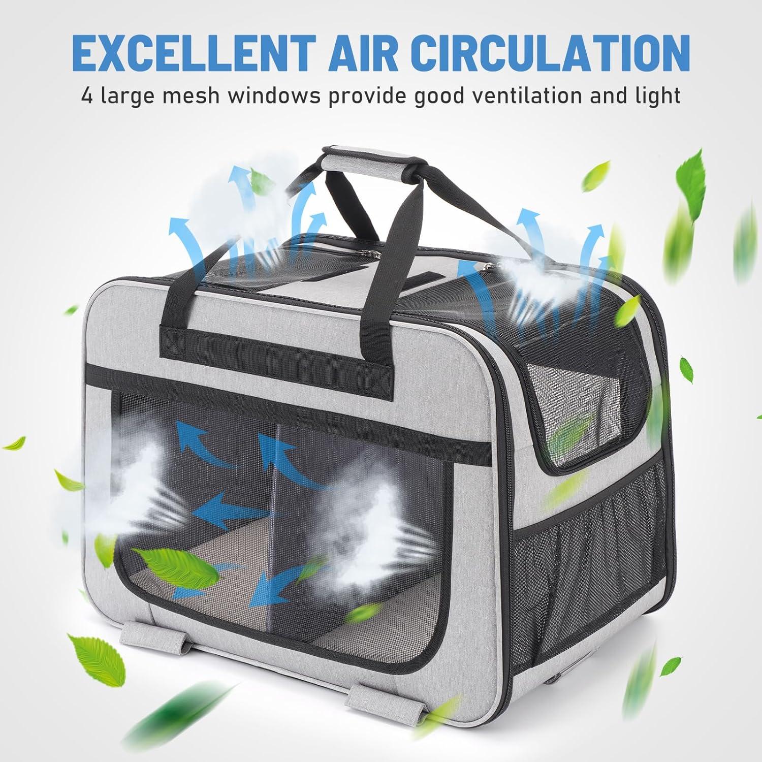 Transportín Doble Extra Grande HOVONO para Mascotas 18 Kg Gris