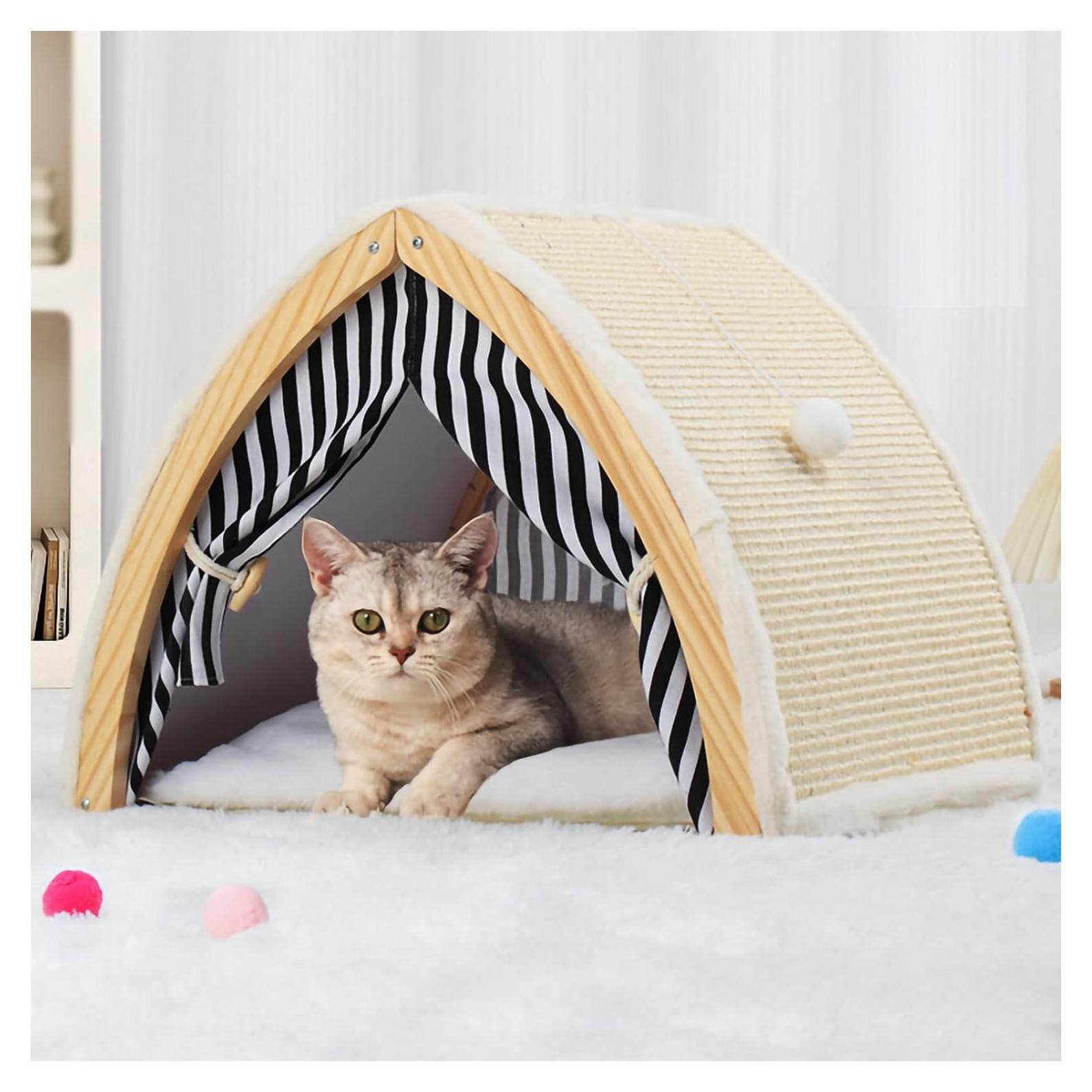 Casa Rascadora para Gatos MZP003-1 Amarillo Claro 50.8x40.6 cm