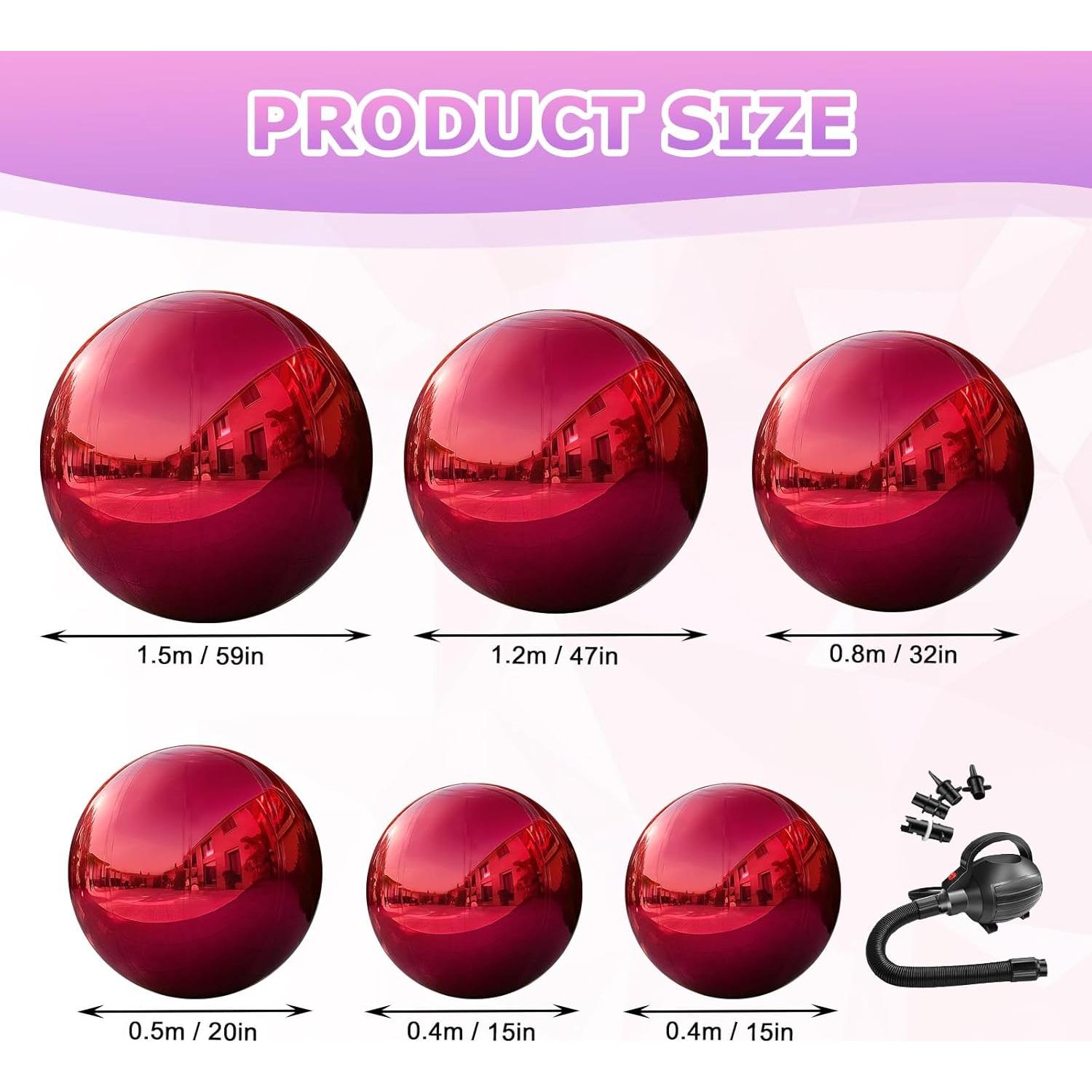 Conjunto de 6 Bolas de Espejo Inflables VEBESYET con Bomba Eléctrica