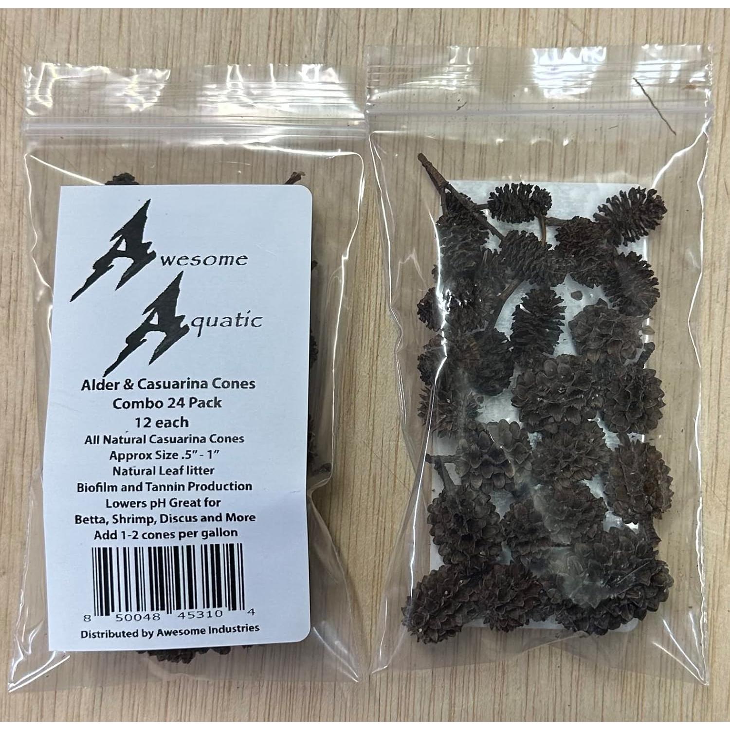 Conos de Aliso y Casuarina 24 Piezas para Acuario Natural