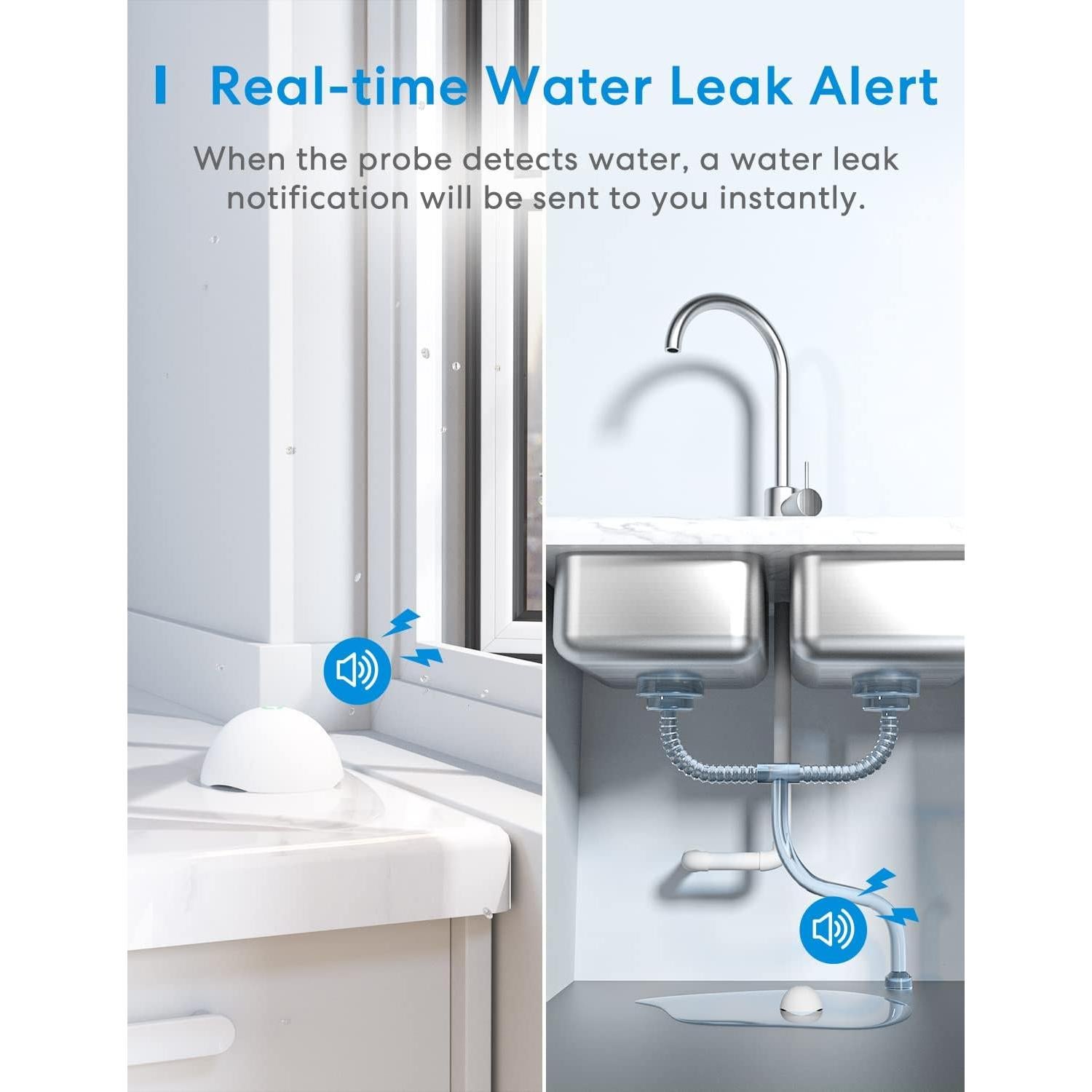 Kit de 3 Sensores de Agua Meross con Hub, IP67, Alarma