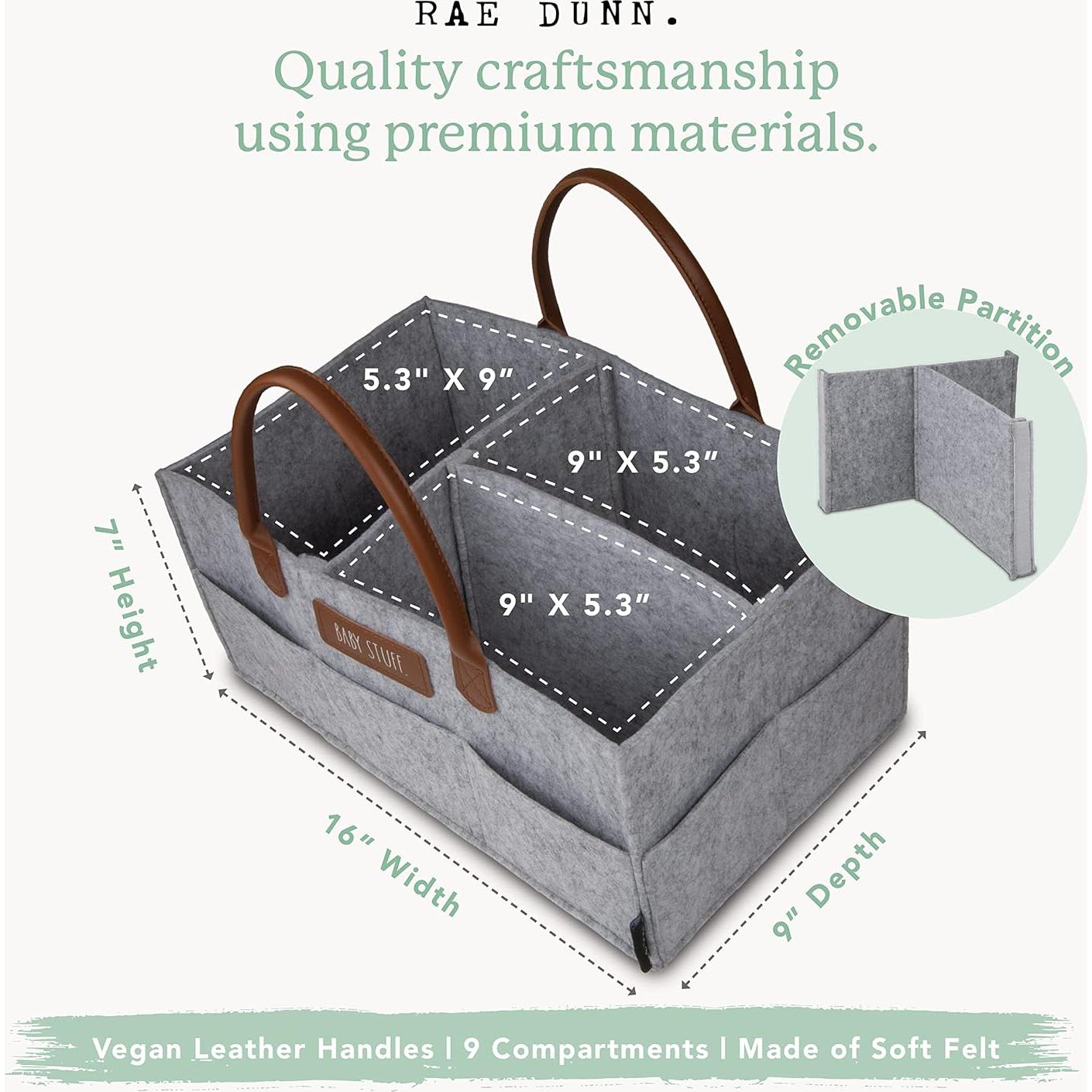Caddy Organizador de Pañales Rae Dunn Grande Fieltro Gris