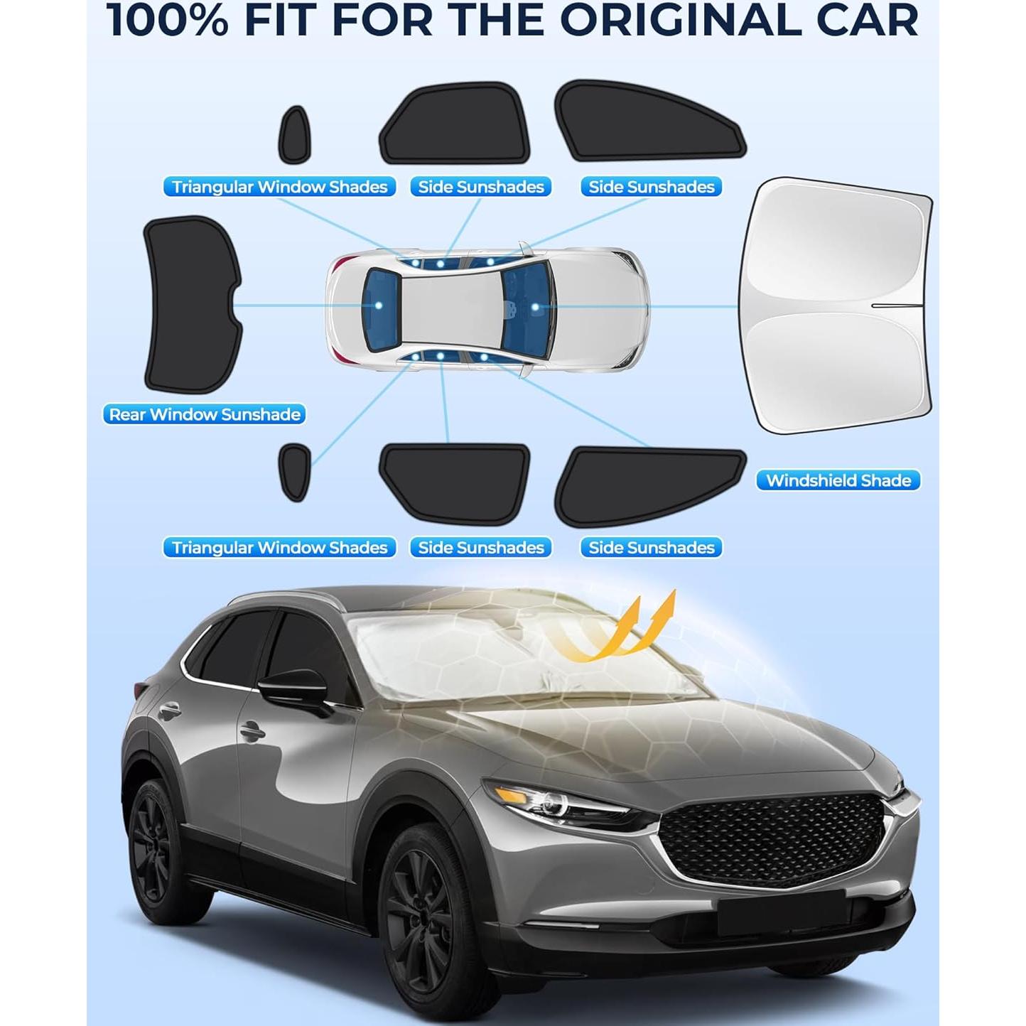 Sombrillas para Ventanas de Auto JASVIC Mazda CX30 2019-2025 - 8 Piezas