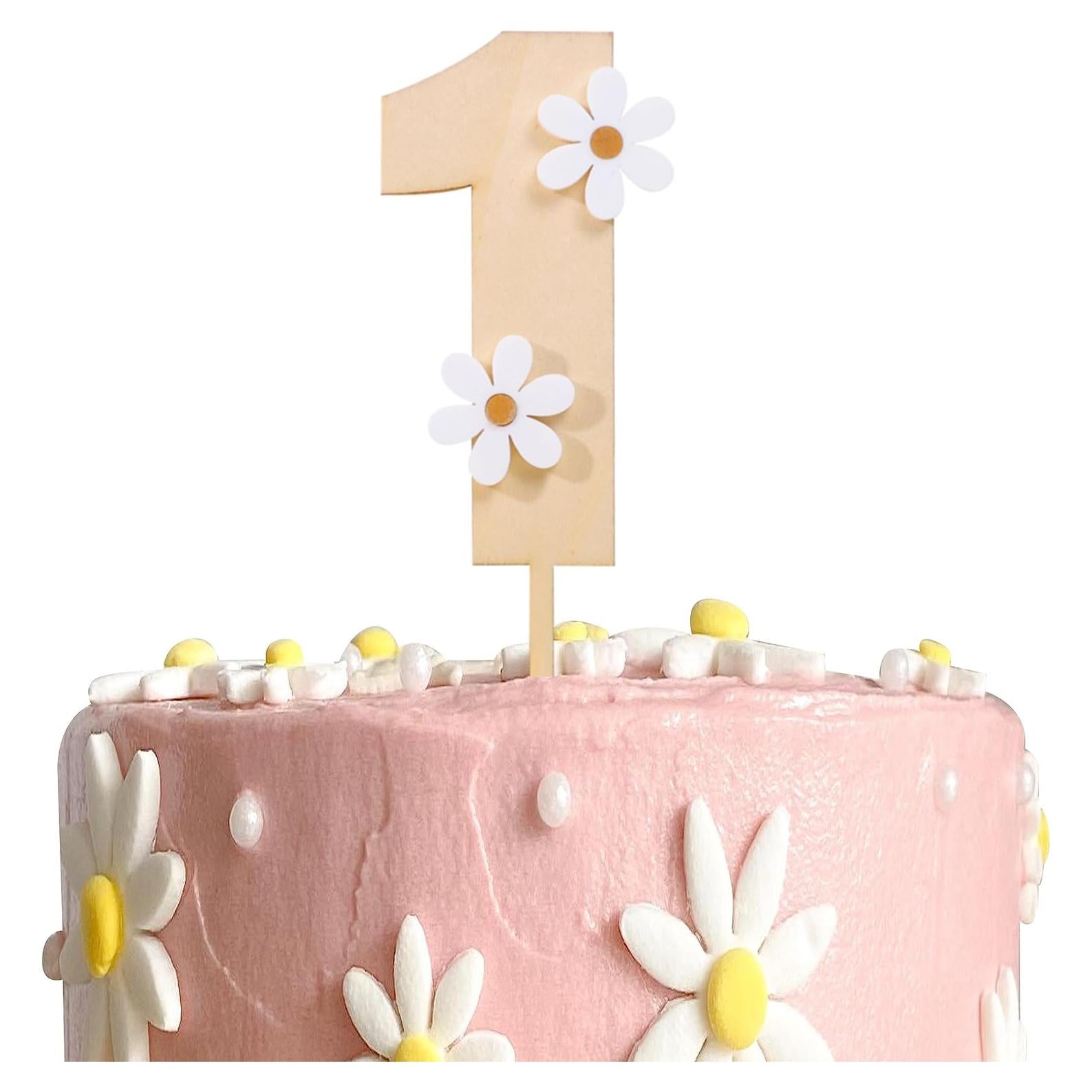 Adorno de pastel de margarita de madera MAMUXI - 19.5 cm