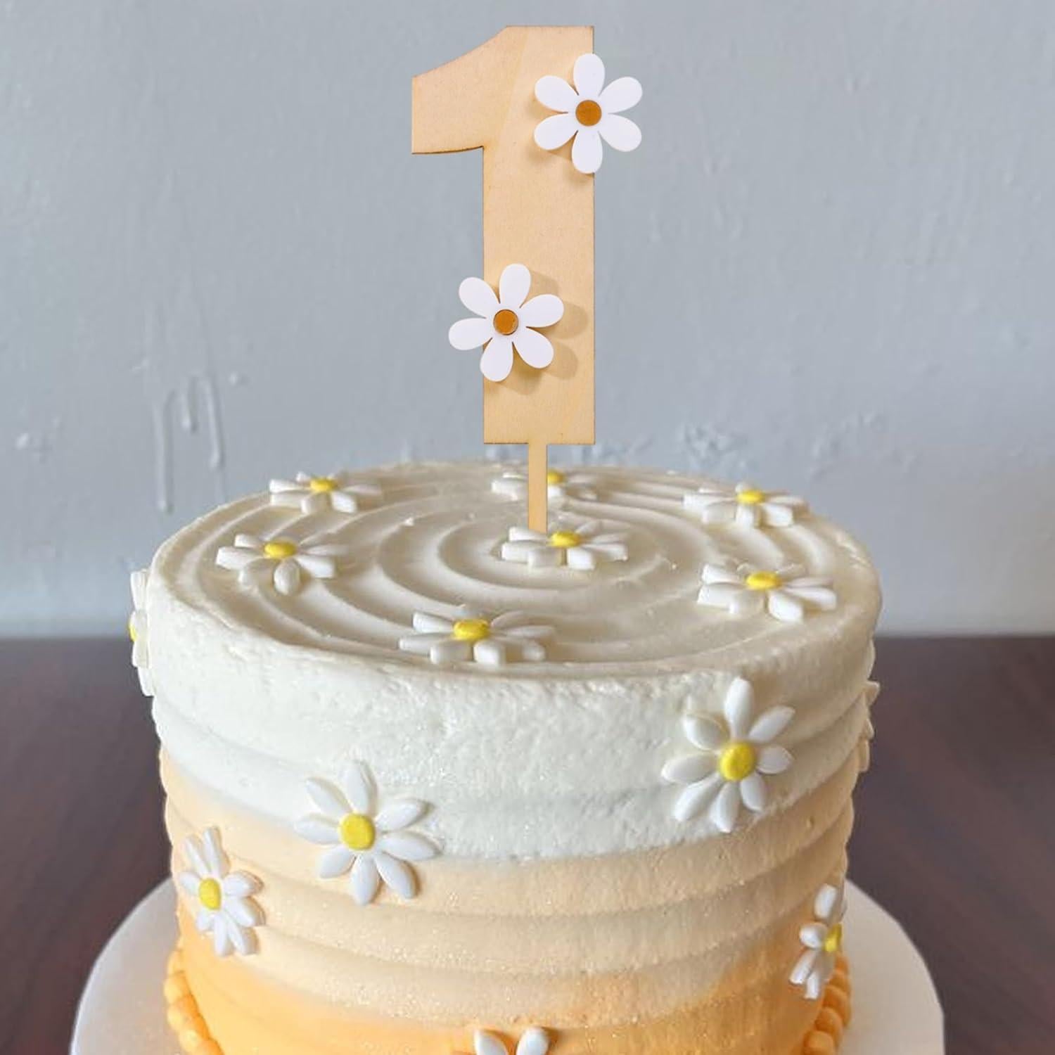 Adorno de pastel de margarita de madera MAMUXI - 19.5 cm