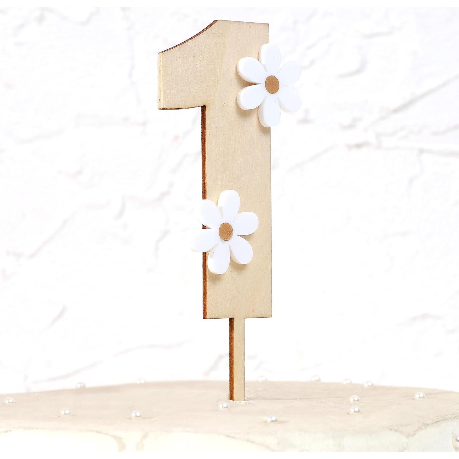 Adorno de pastel de margarita de madera MAMUXI - 19.5 cm