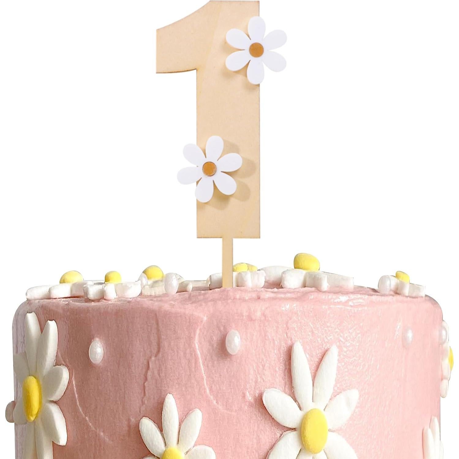 Adorno de pastel de margarita de madera MAMUXI - 19.5 cm