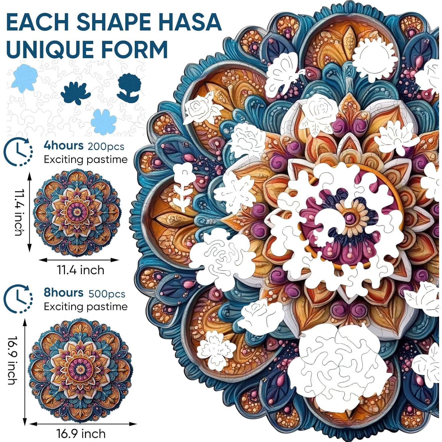 Rompecabezas de Madera Jiroinlly 500 Piezas Mandala 42.4 cm