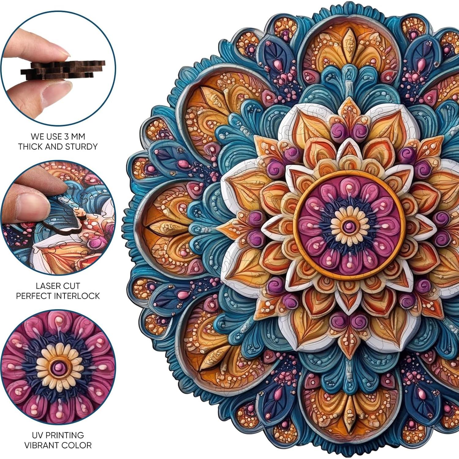 Rompecabezas de Madera Jiroinlly 500 Piezas Mandala 42.4 cm