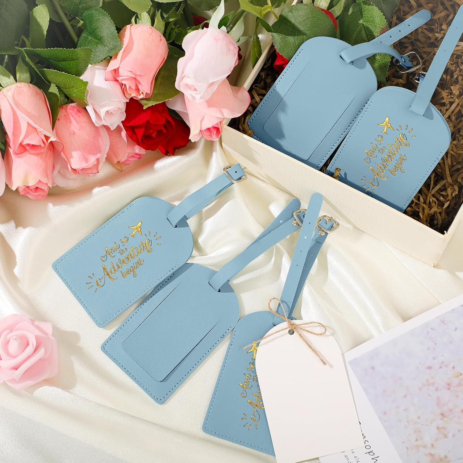 Etiquetas de Equipaje Amylove Azul - 24 Piezas de Cuero PU