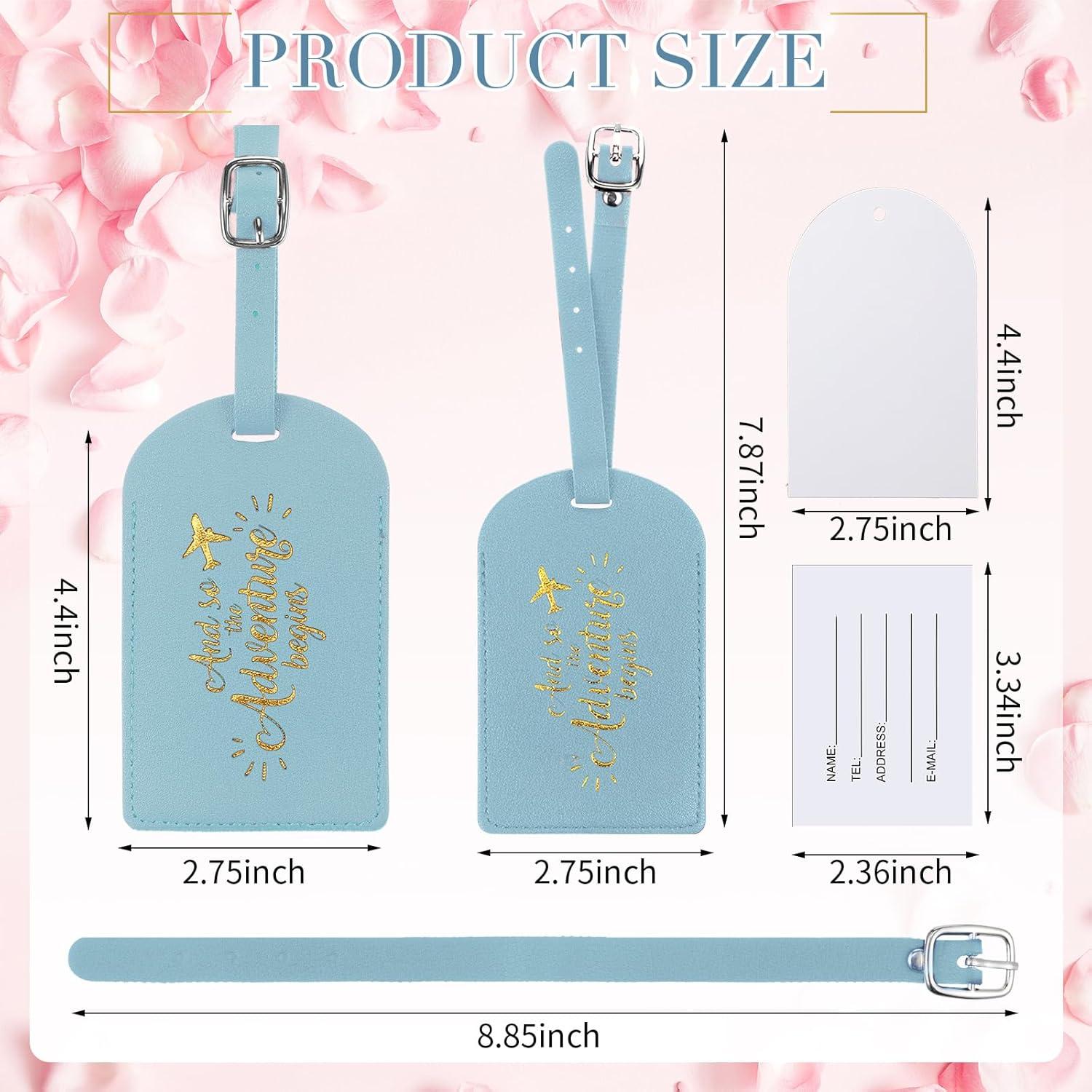 Etiquetas de Equipaje Amylove Azul - 24 Piezas de Cuero PU