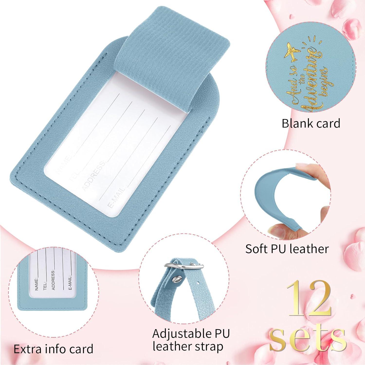 Etiquetas de Equipaje Amylove Azul - 24 Piezas de Cuero PU