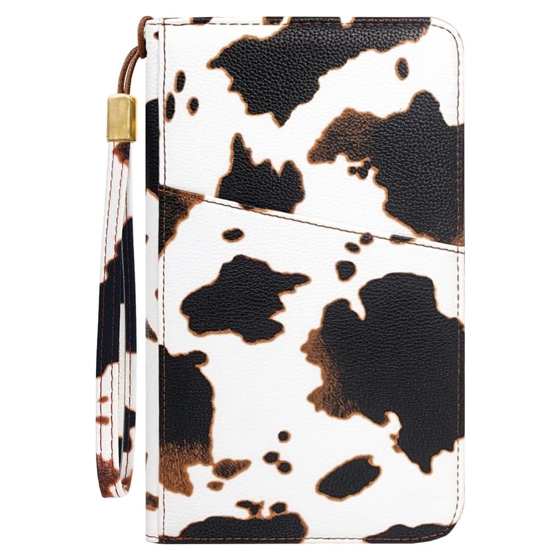 Cartera de Pasaporte Familiar con Bloqueo RFID Vaca Marrón