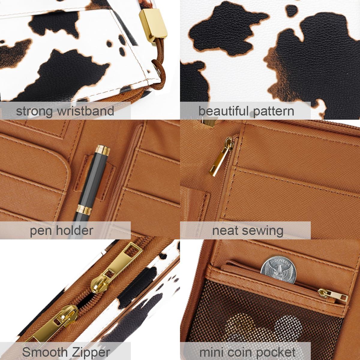 Cartera de Pasaporte Familiar con Bloqueo RFID Vaca Marrón