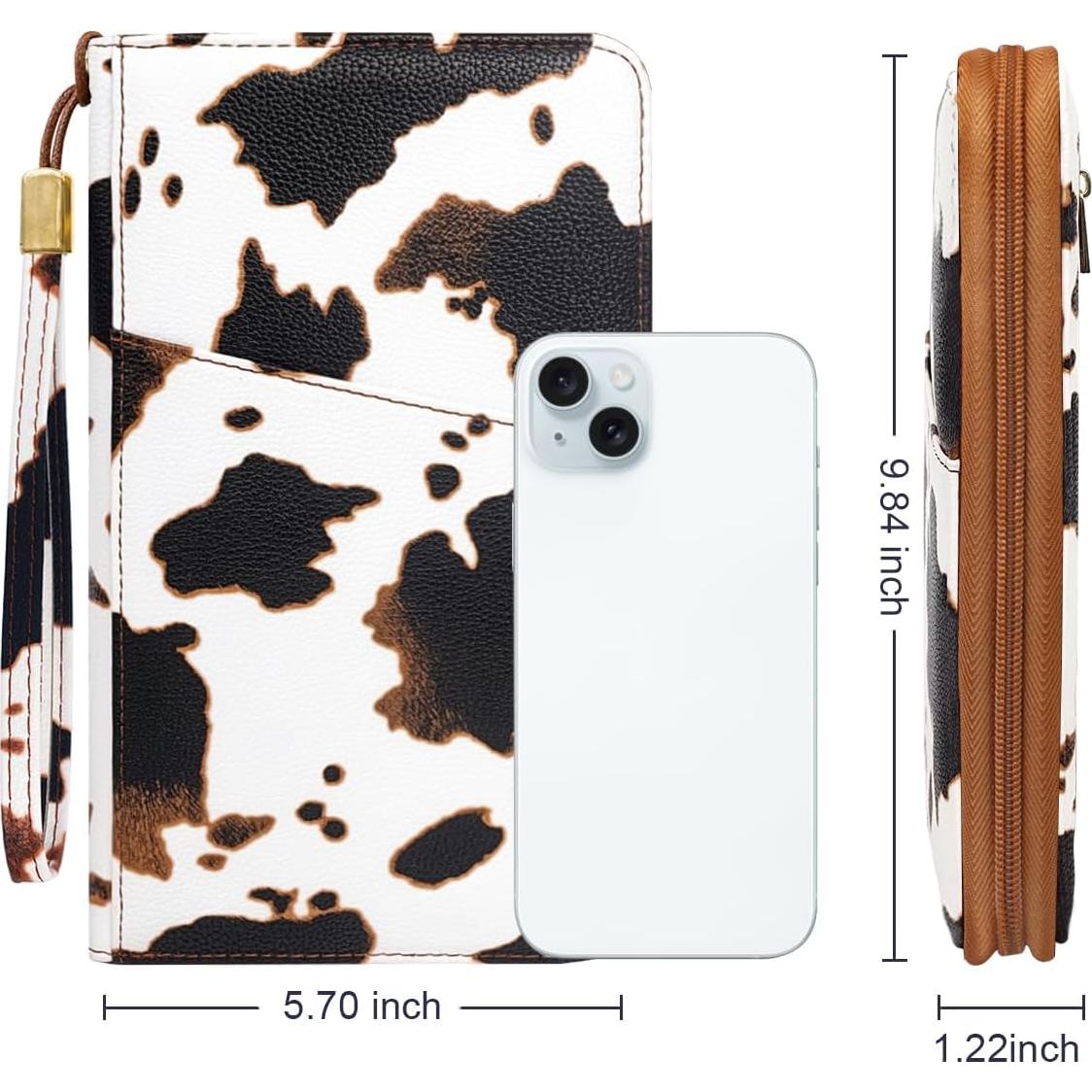 Cartera de Pasaporte Familiar con Bloqueo RFID Vaca Marrón