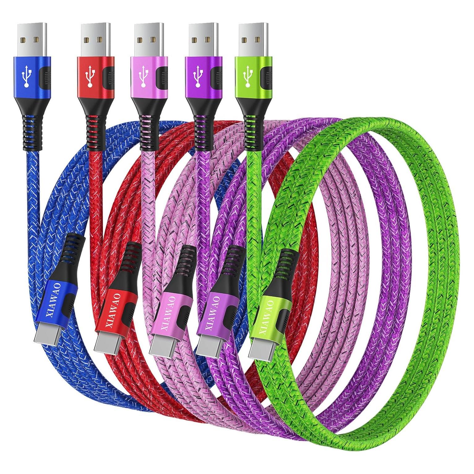 Cable USB A a USB C XIAWAO 0.91m 5-Pack Carga Rápida 3A