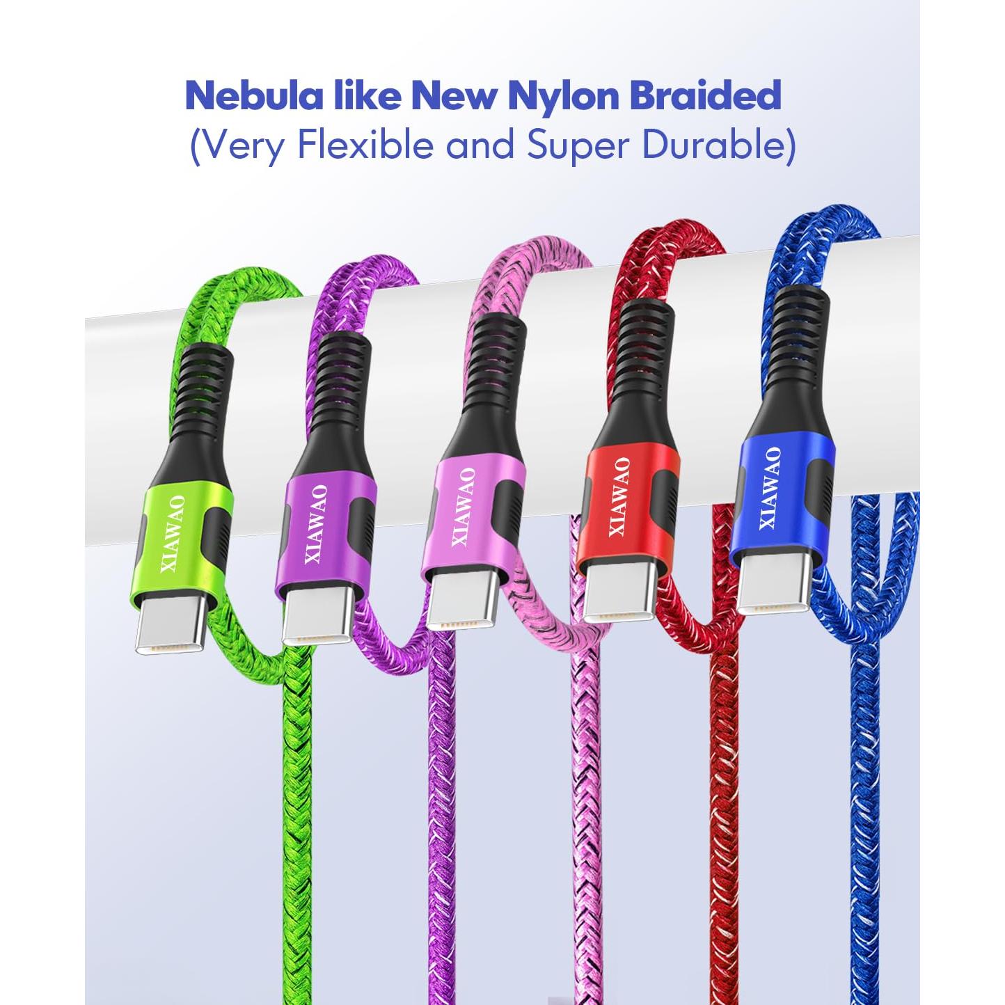 Cable USB A a USB C XIAWAO 0.91m 5-Pack Carga Rápida 3A