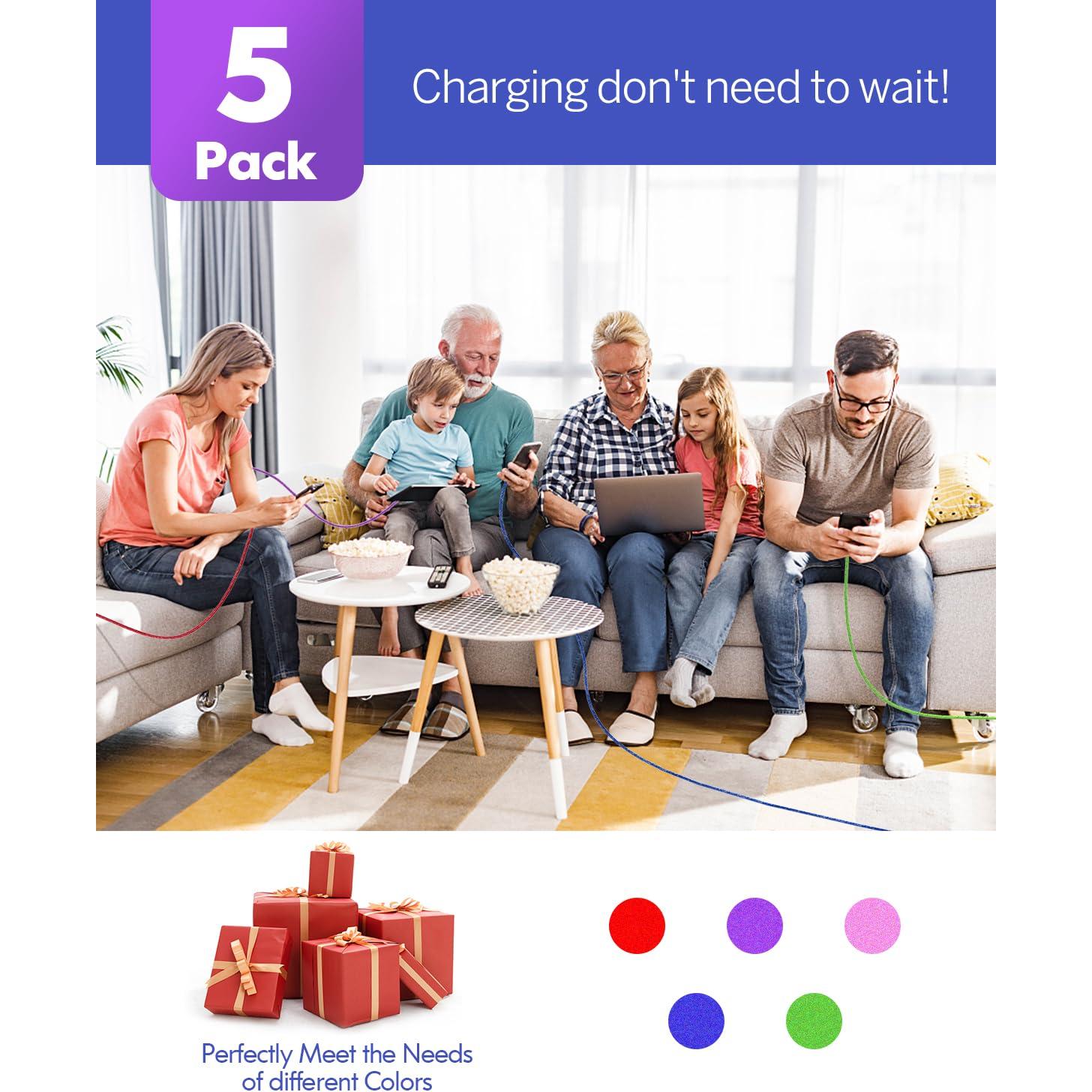 Cable USB A a USB C XIAWAO 0.91m 5-Pack Carga Rápida 3A