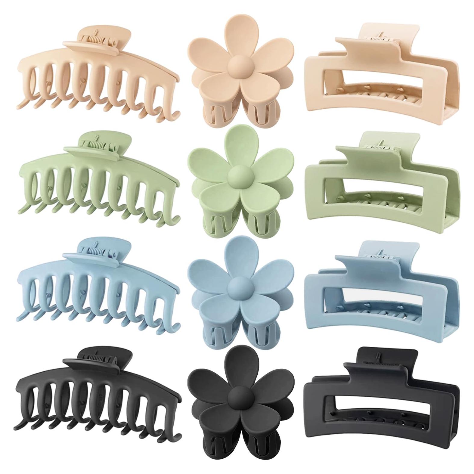Paquete de 12 Clips de Pelo Grande JANFUN - 10.9 cm, 4 Colores