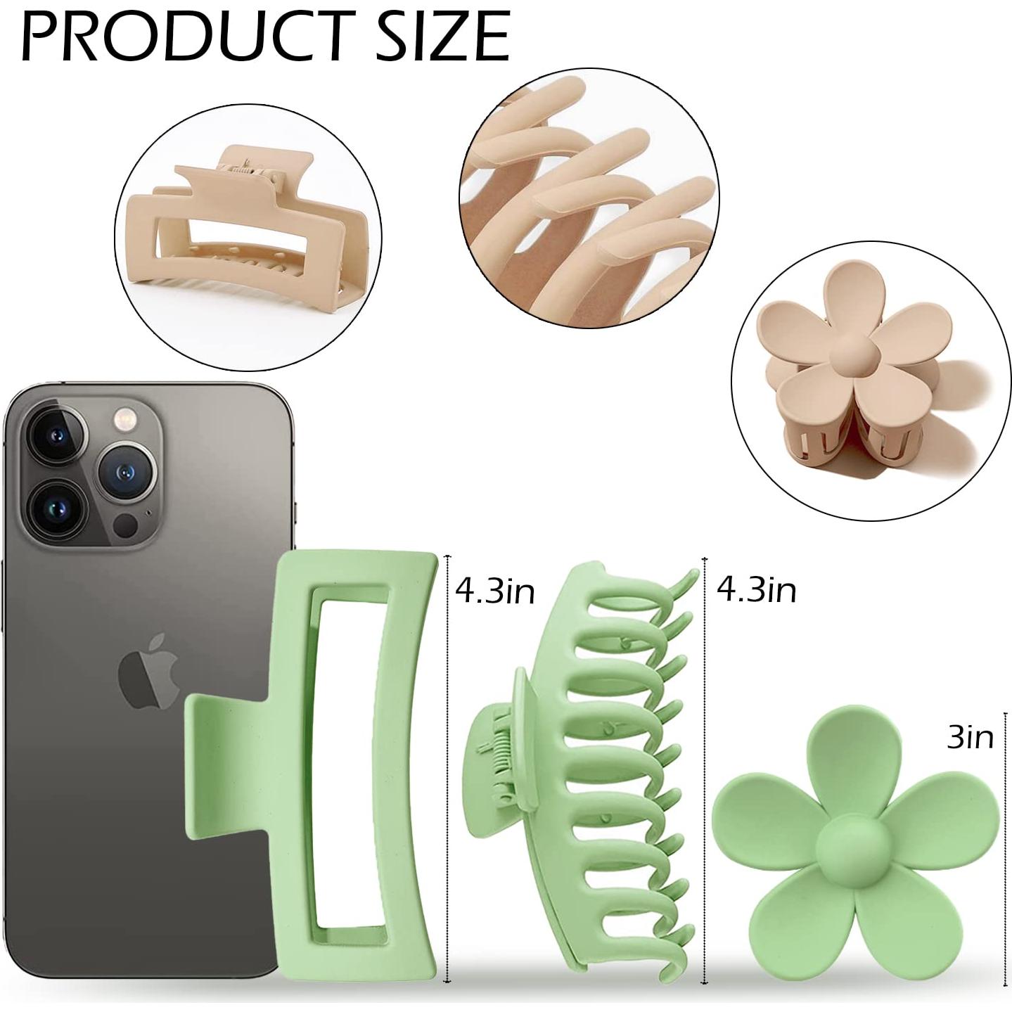 Paquete de 12 Clips de Pelo Grande JANFUN - 10.9 cm, 4 Colores