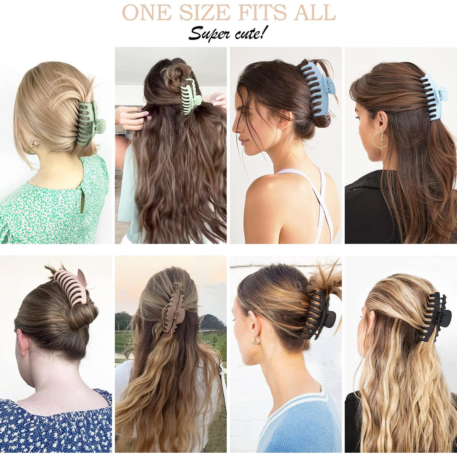 Paquete de 12 Clips de Pelo Grande JANFUN - 10.9 cm, 4 Colores