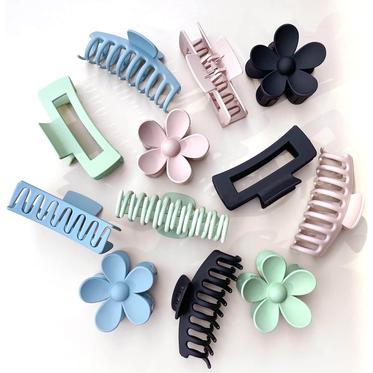 Paquete de 12 Clips de Pelo Grande JANFUN - 10.9 cm, 4 Colores