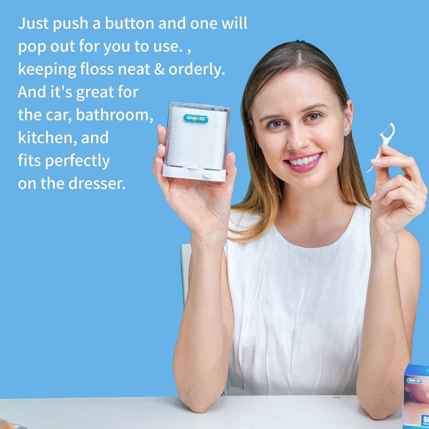 Dispensador de Hilo Dental LIAMOSS con 188 Palillos - Portátil y Resistente
