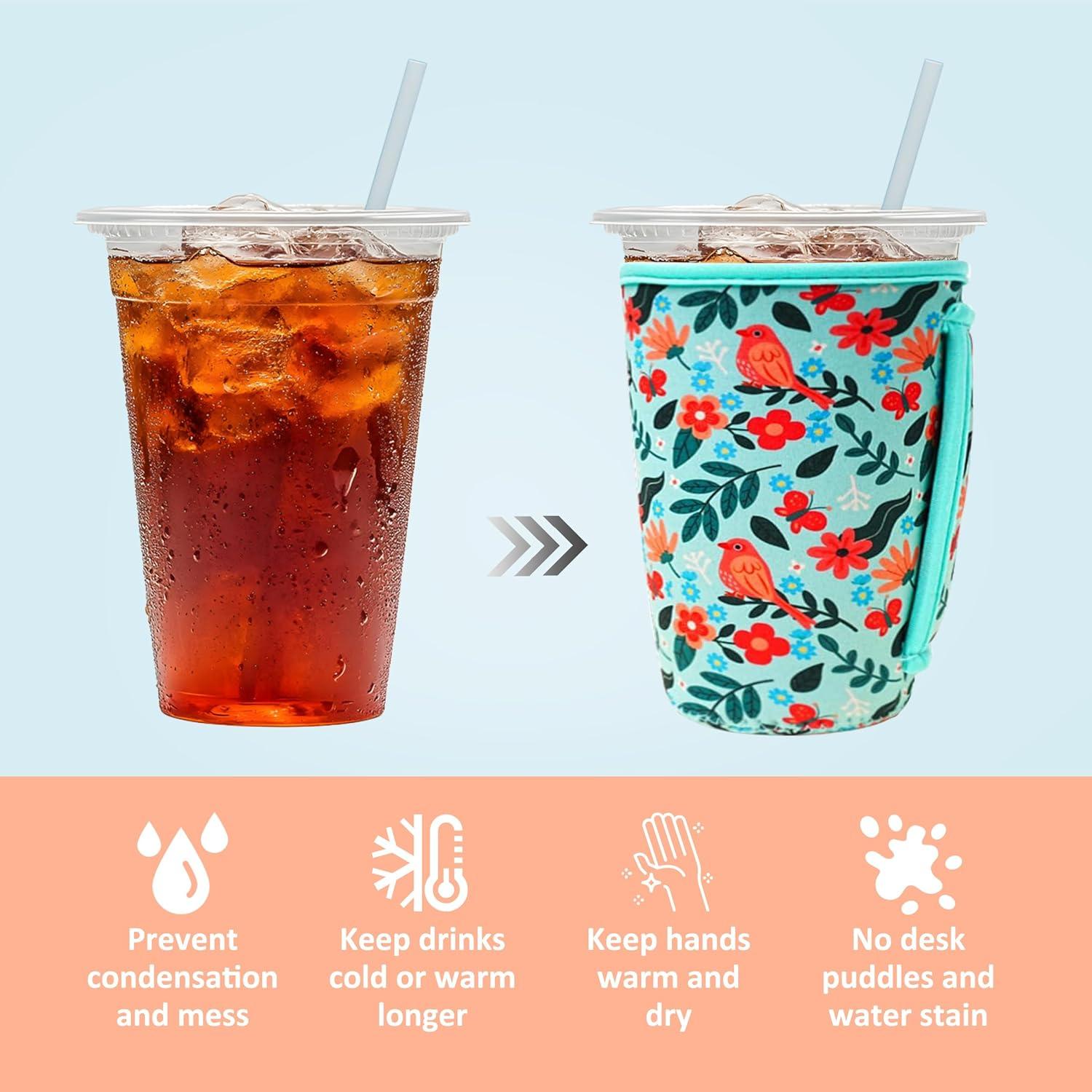 Paquete de 3 fundas reutilizables KJQJLY para café helado