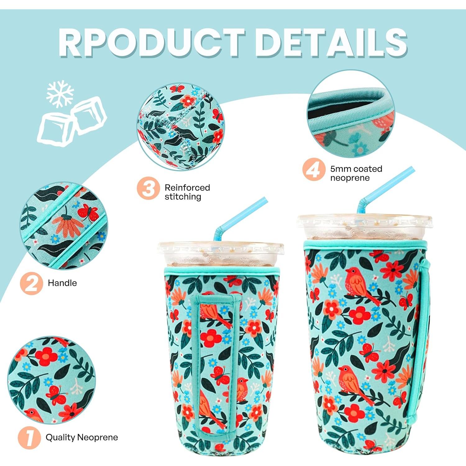 Paquete de 3 fundas reutilizables KJQJLY para café helado