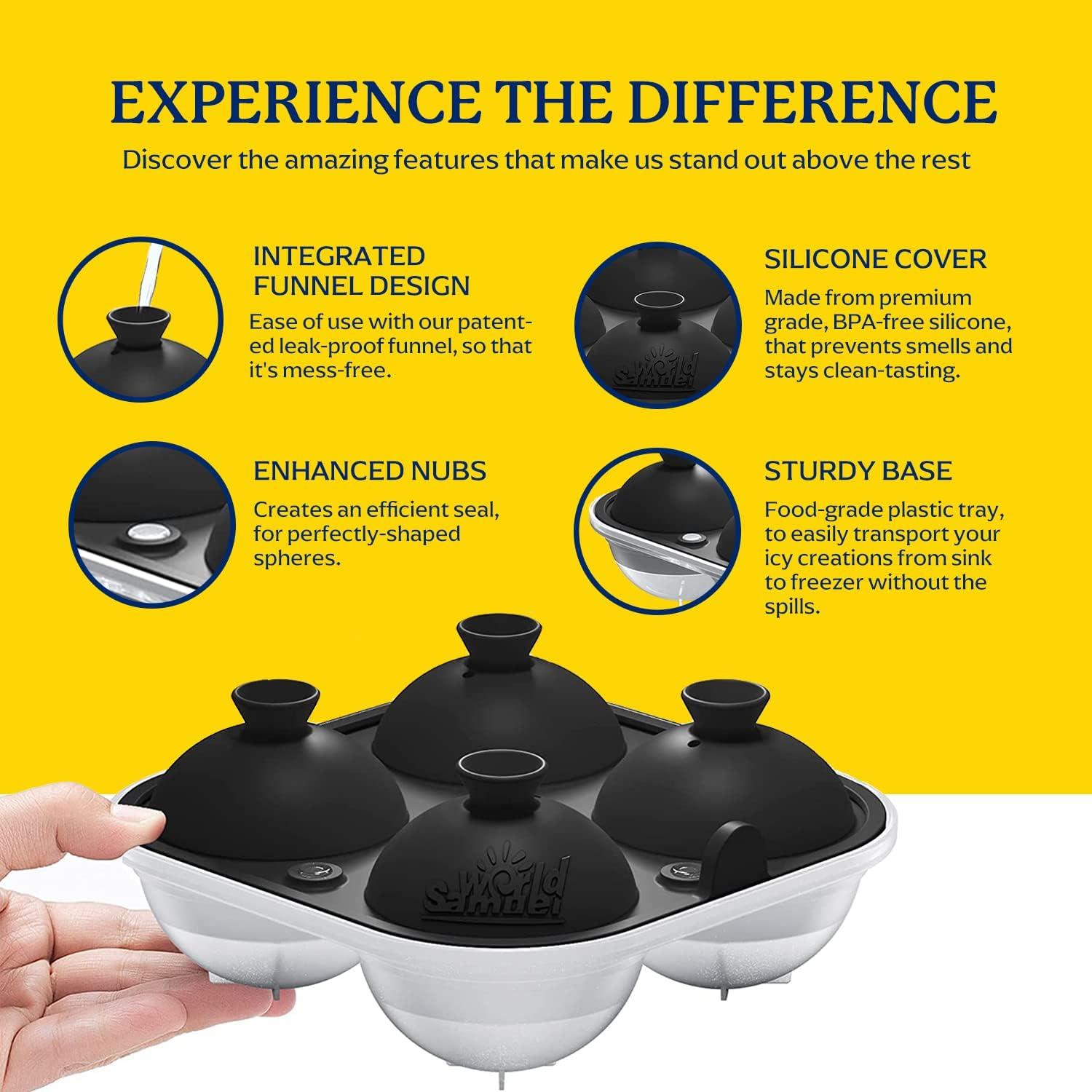 Molde de Hielo Grande Samuelworld - 4 Esferas Redondas 15.29 cm