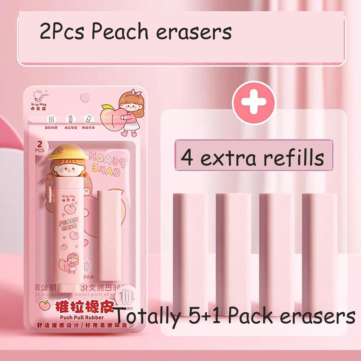 Conjunto de 6 Gomas de Borrar Retráctiles SHIDESHIN - Durazno Rosa