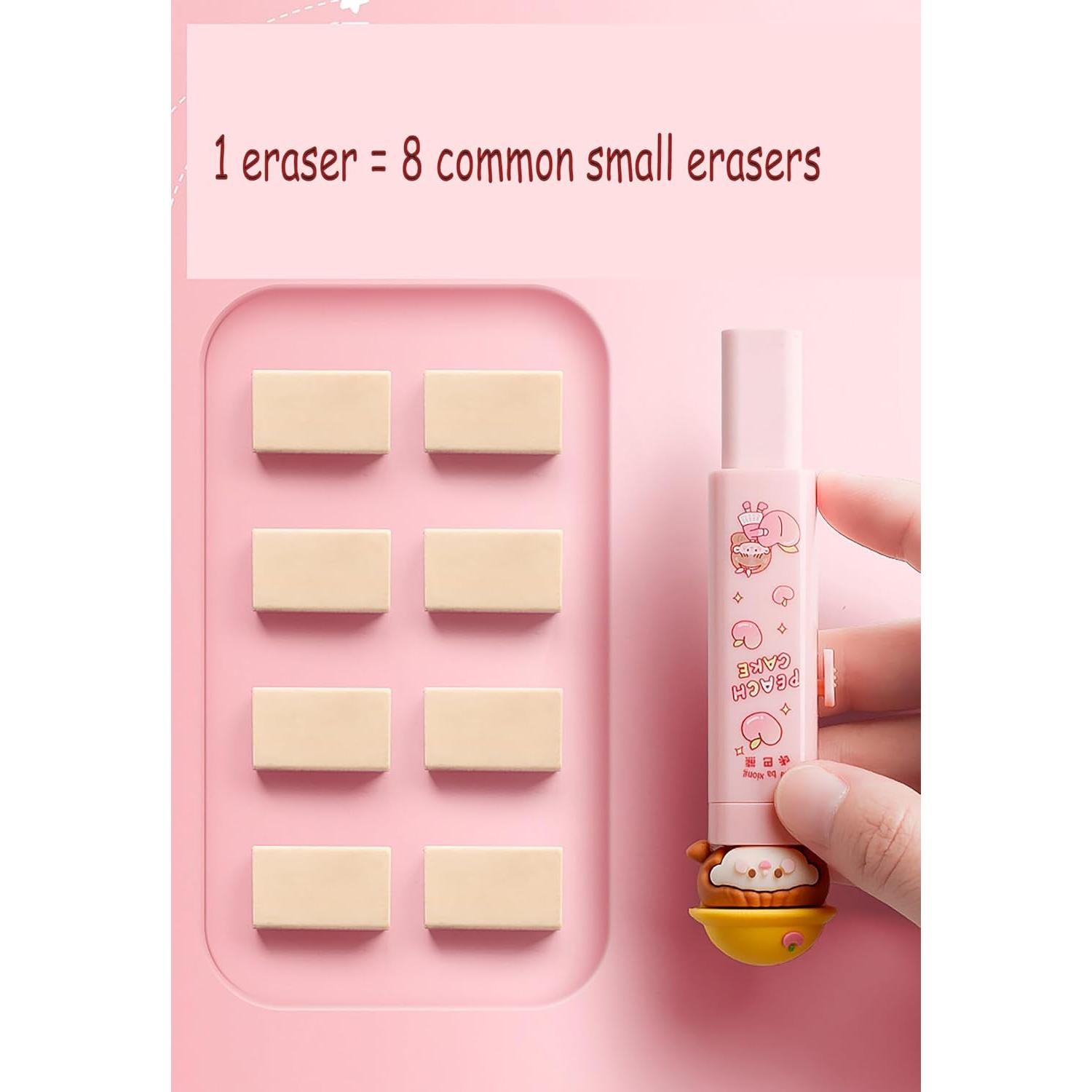 Conjunto de 6 Gomas de Borrar Retráctiles SHIDESHIN - Durazno Rosa