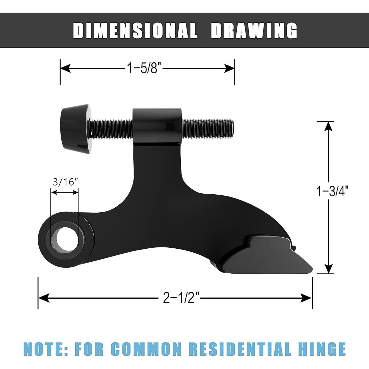 Topes de Puerta con Pasador de Bisagra DonYoung - 4 Piezas Negro