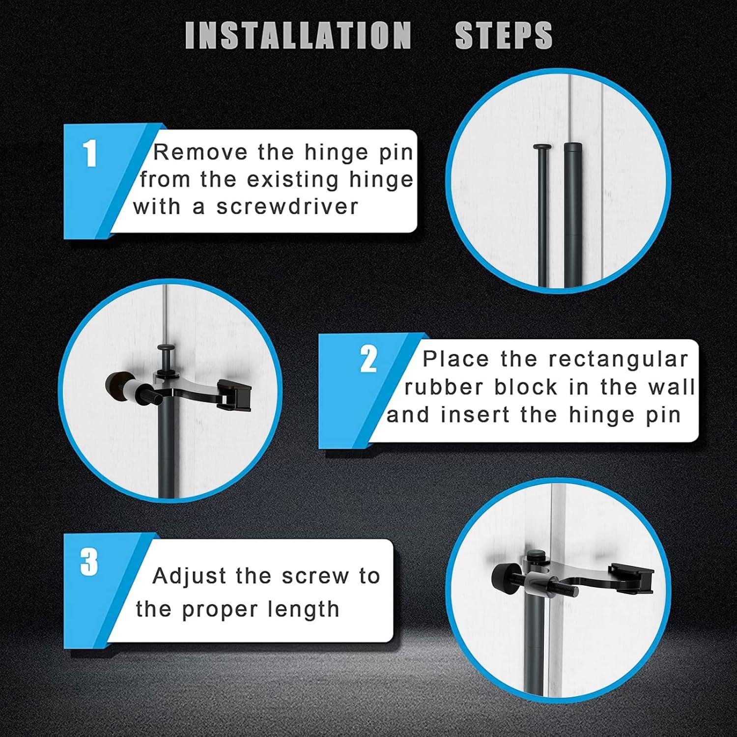 Topes de Puerta con Pasador de Bisagra DonYoung - 4 Piezas Negro