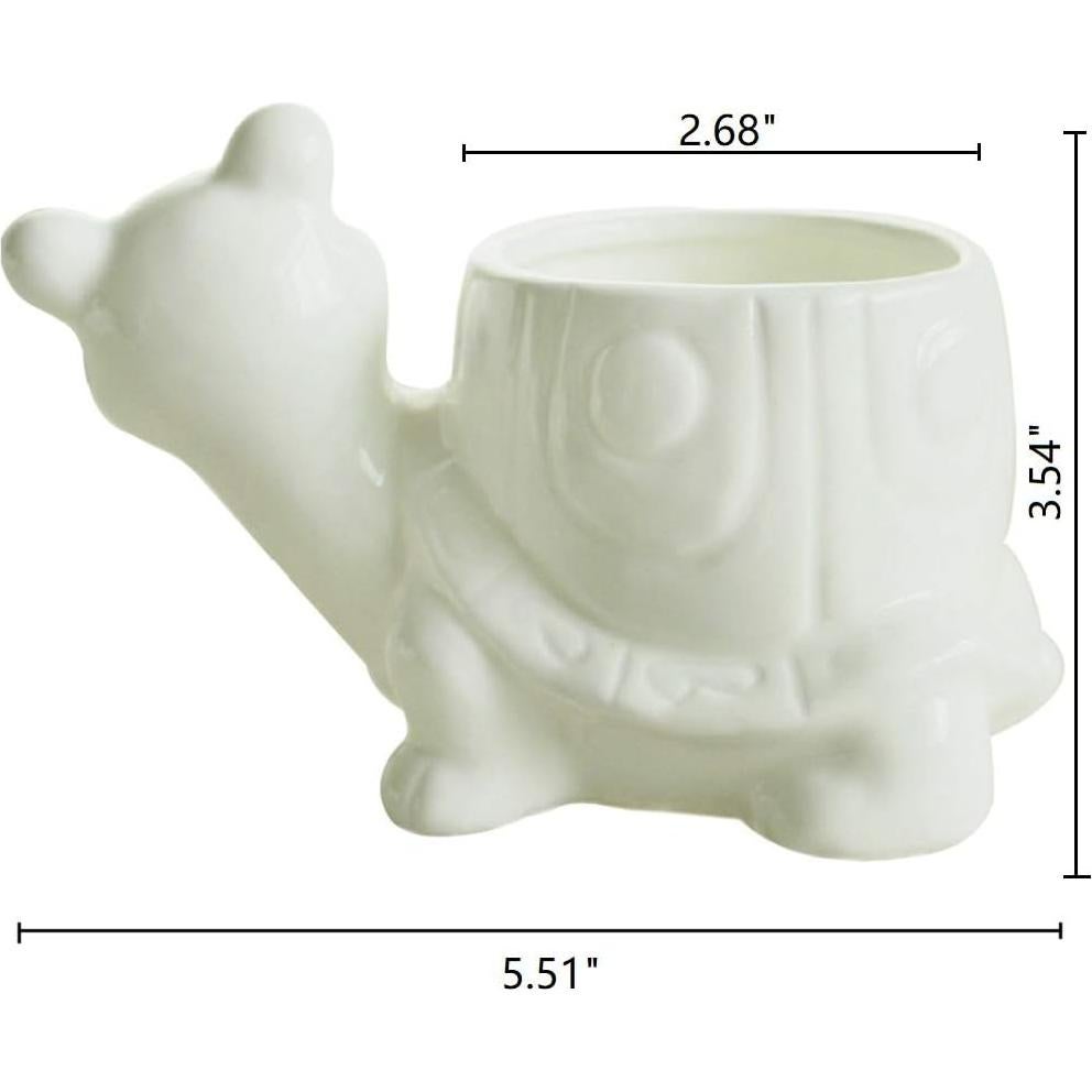 Maceta Tortuga GeLive Blanca 14x8.5 cm para Suculentas