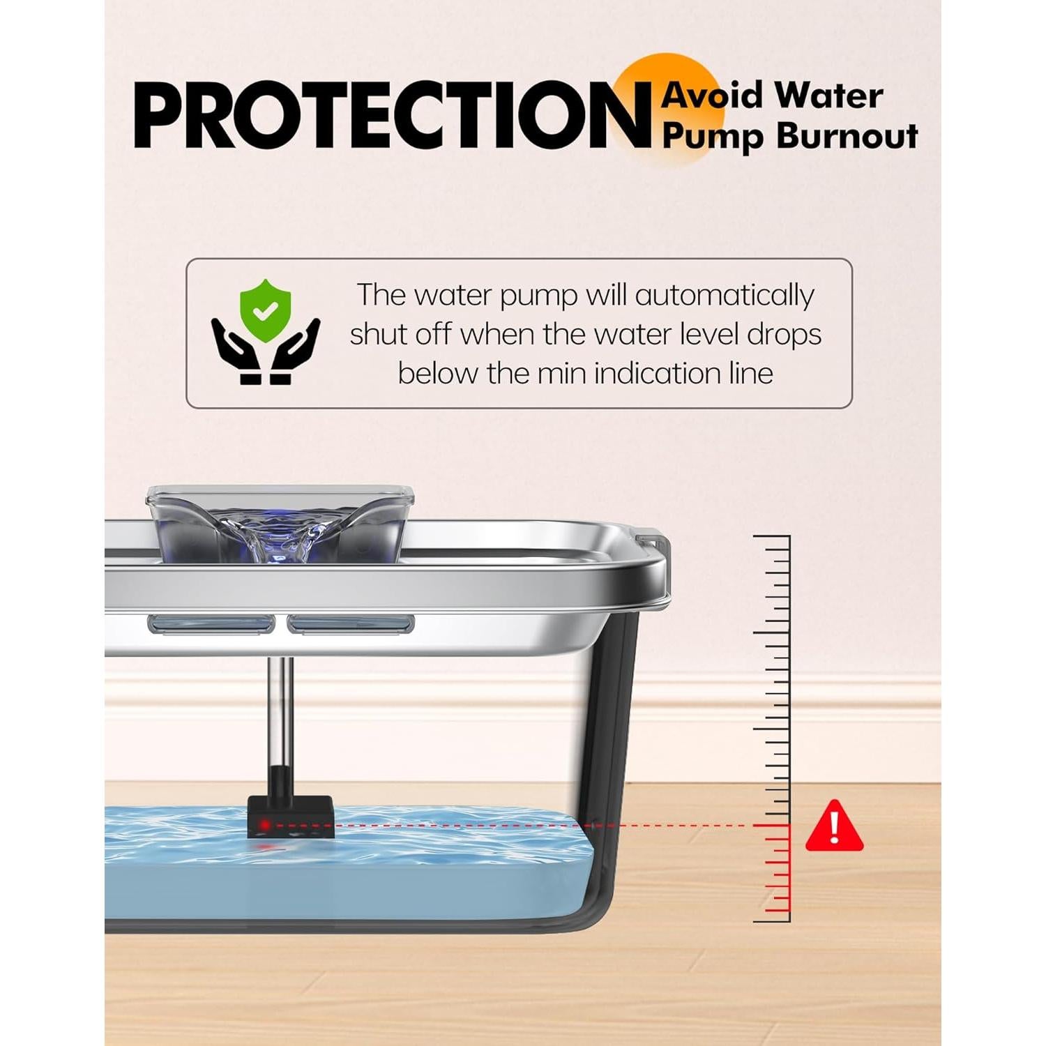 Fuente de Agua para Mascotas PETIMI 7.57L Acero Inoxidable Silenciosa