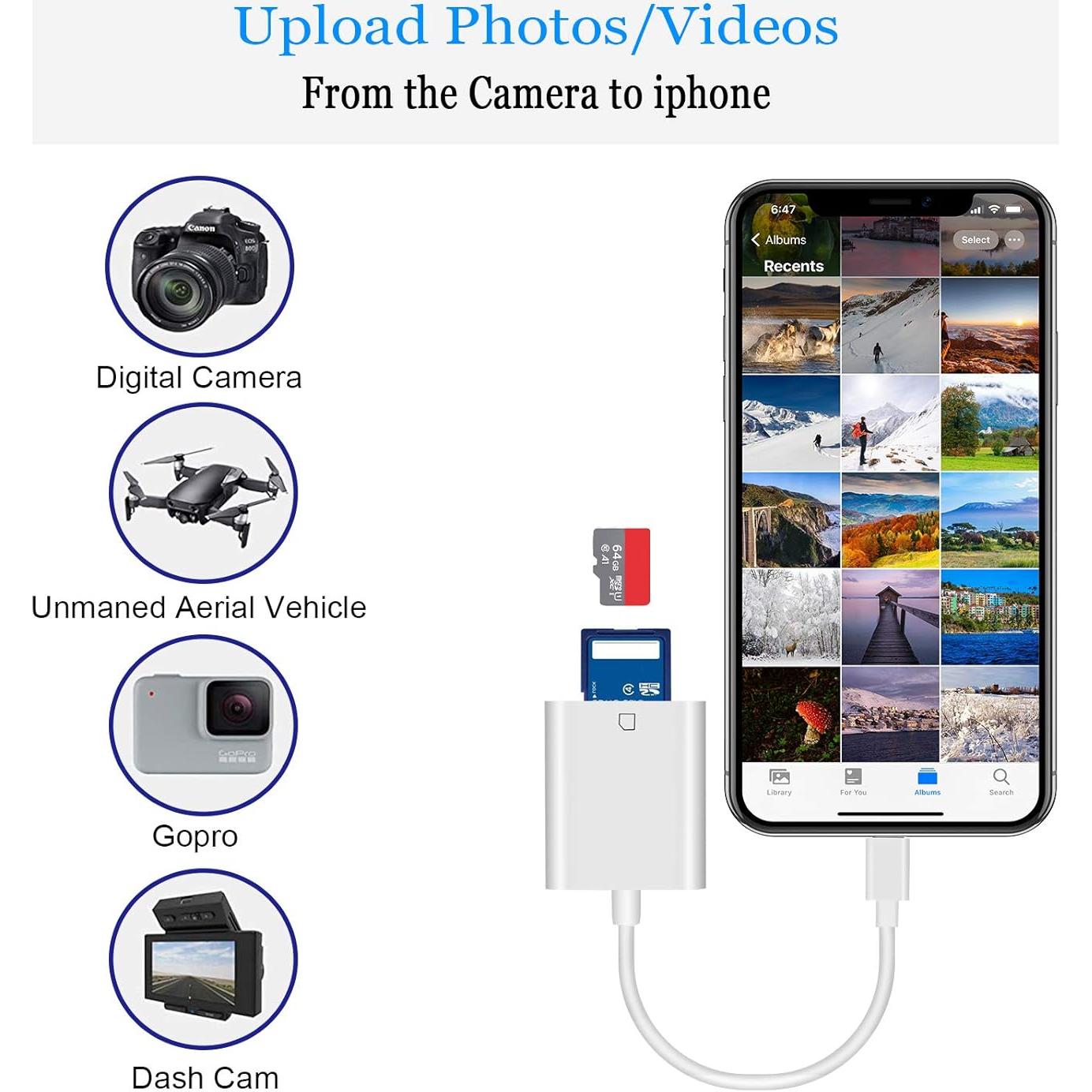 Lector de tarjeta SD a Lightning WORLDBOYU para iPhone/iPad