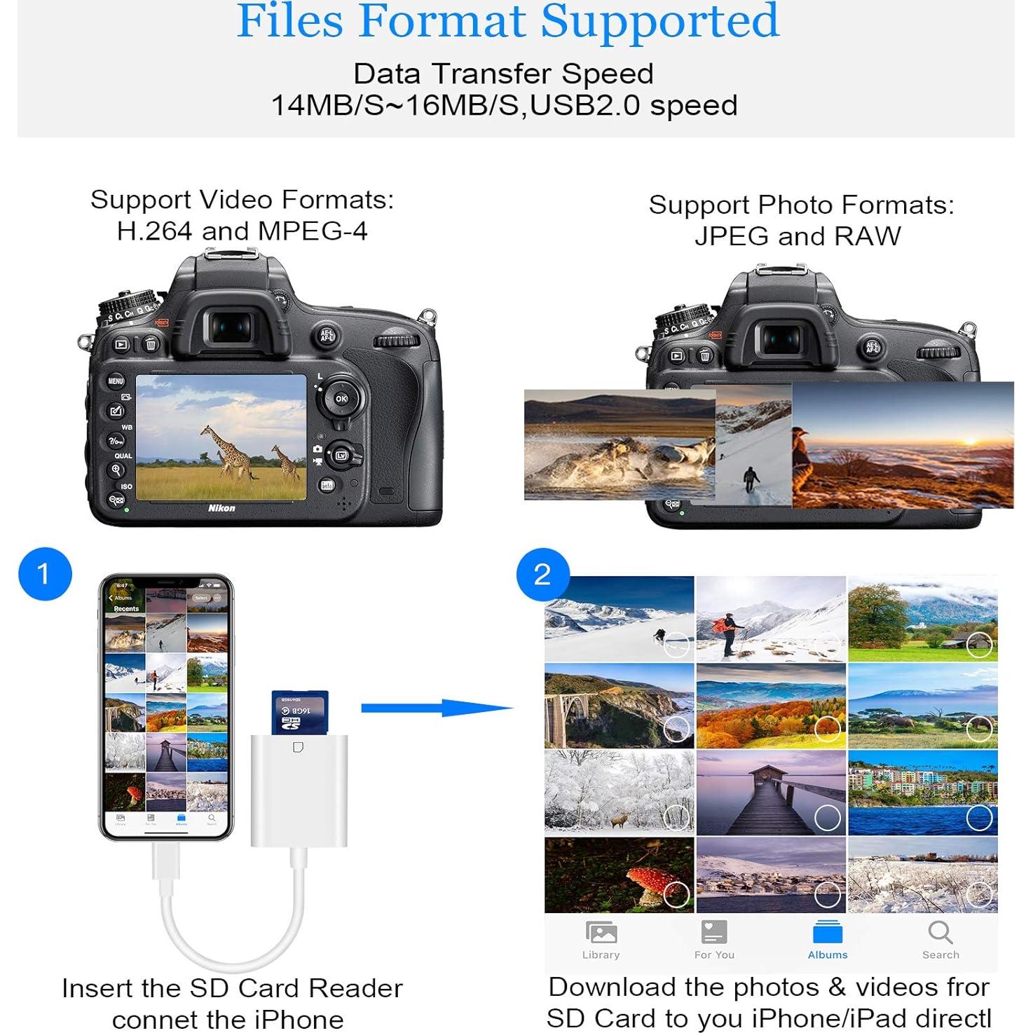 Lector de tarjeta SD a Lightning WORLDBOYU para iPhone/iPad