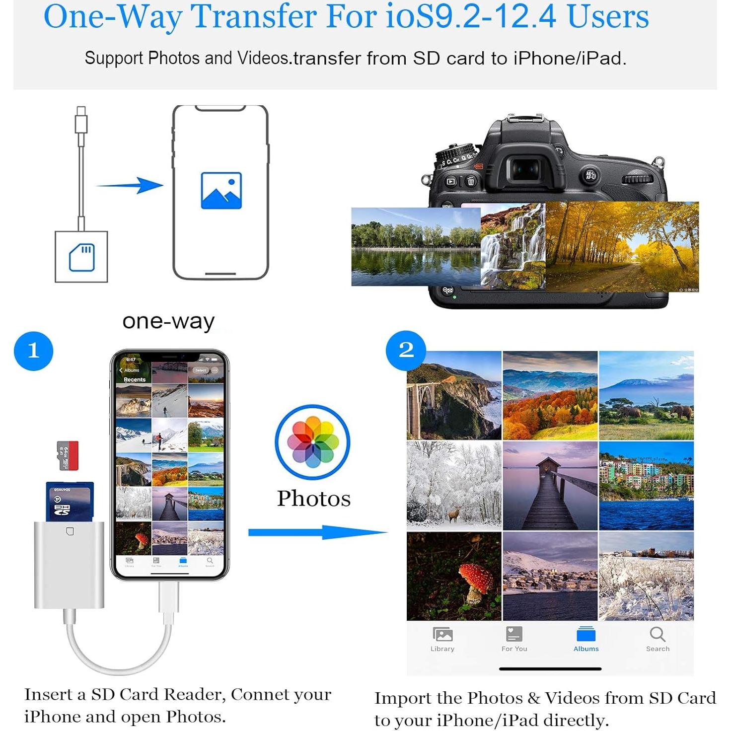 Lector de tarjeta SD a Lightning WORLDBOYU para iPhone/iPad