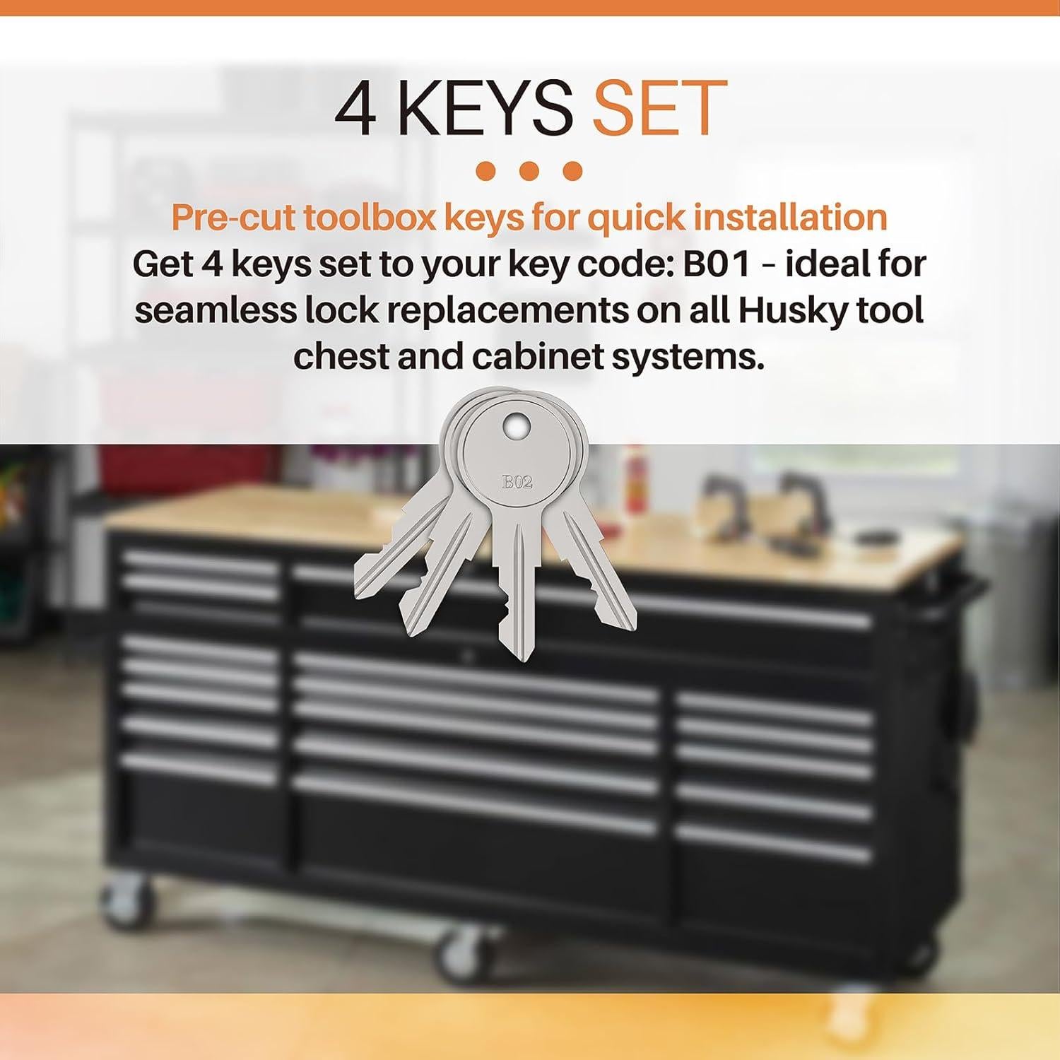 Llaves de Reemplazo B02 Xinxinlin Paquete de 4 para Cerraduras de Herramientas