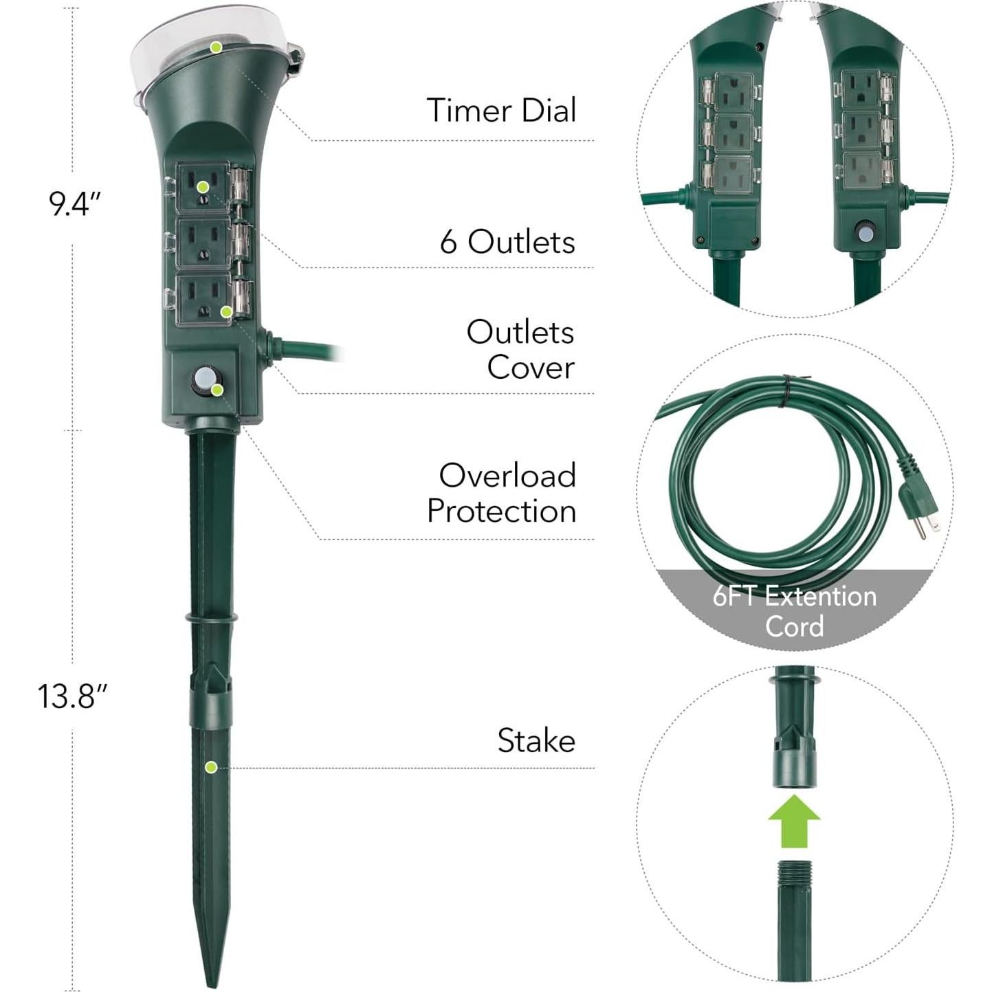 Temporizador Mecánico Exterior BN-LINK 6 Salidas 1875W 1.83m