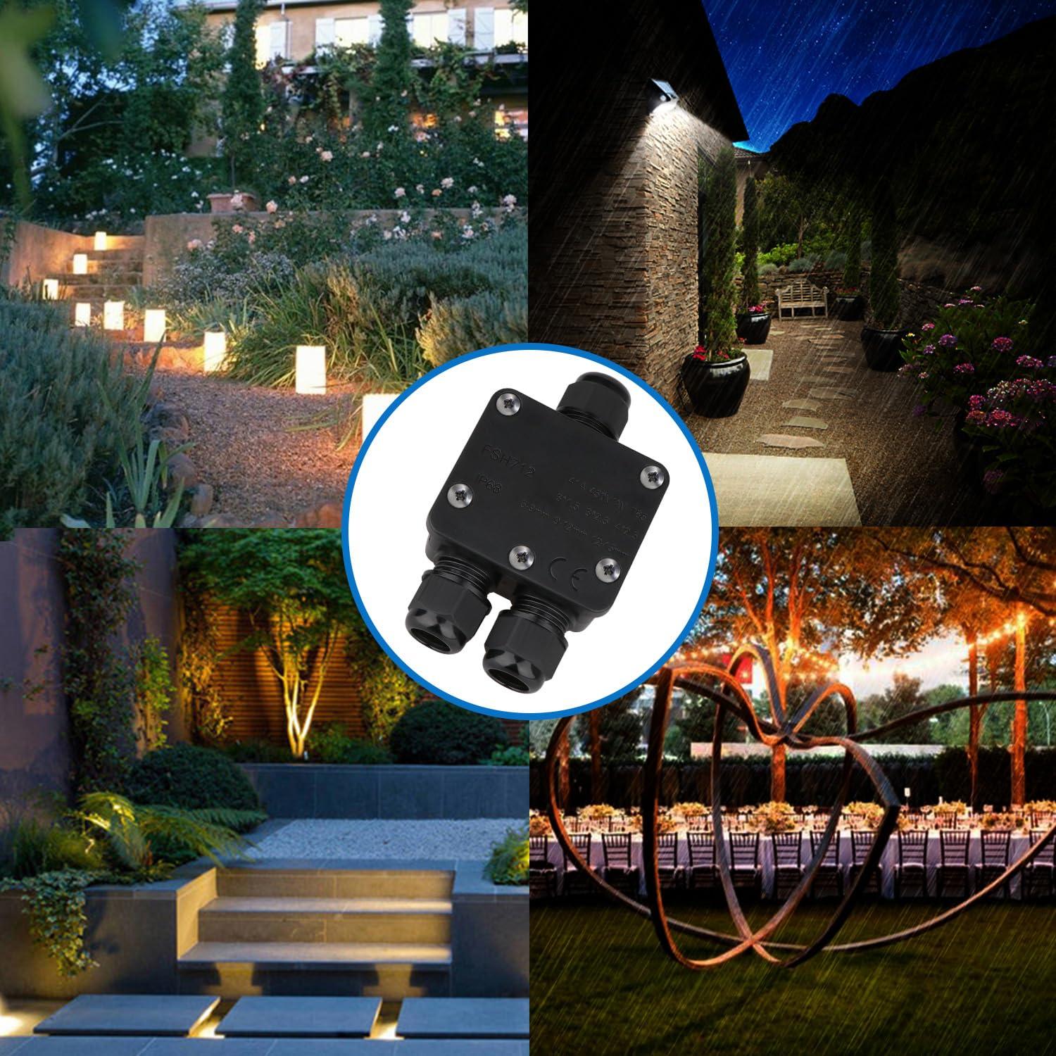 Caja de Conexiones Impermeable Helunsi 3 Vías IP68 Negra