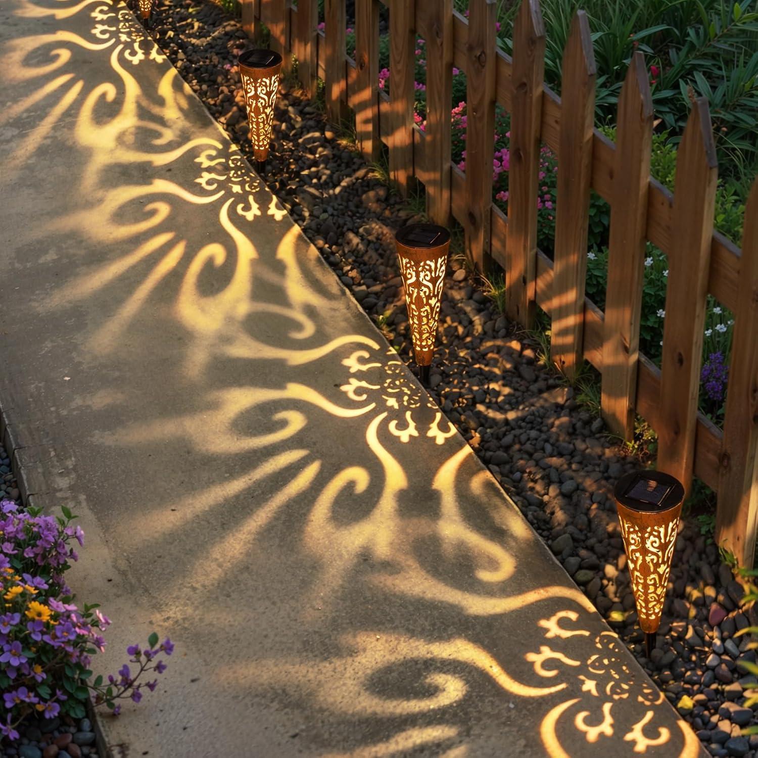 Luces Solares de Jardín Go2garden 6Pcs Estacas Cobre Vintage