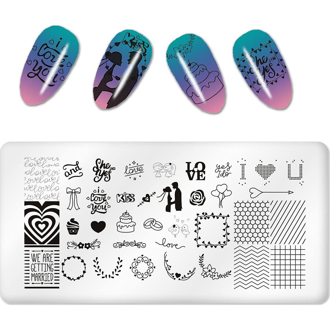 Kit de Estampado de Uñas 6 Piezas FaCai - Acero Inoxidable