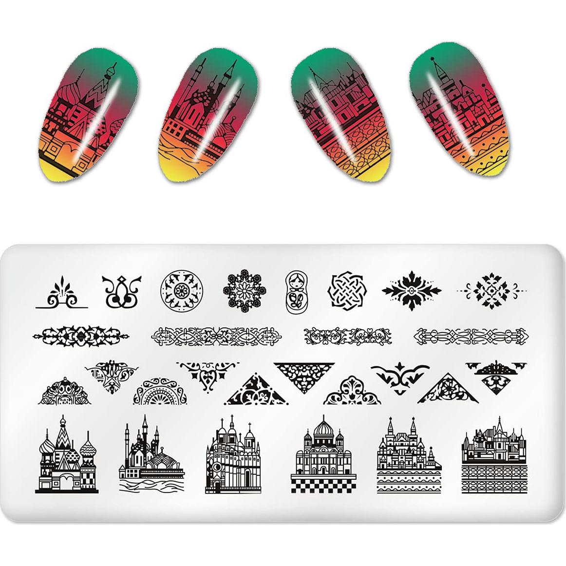 Kit de Estampado de Uñas 6 Piezas FaCai - Acero Inoxidable