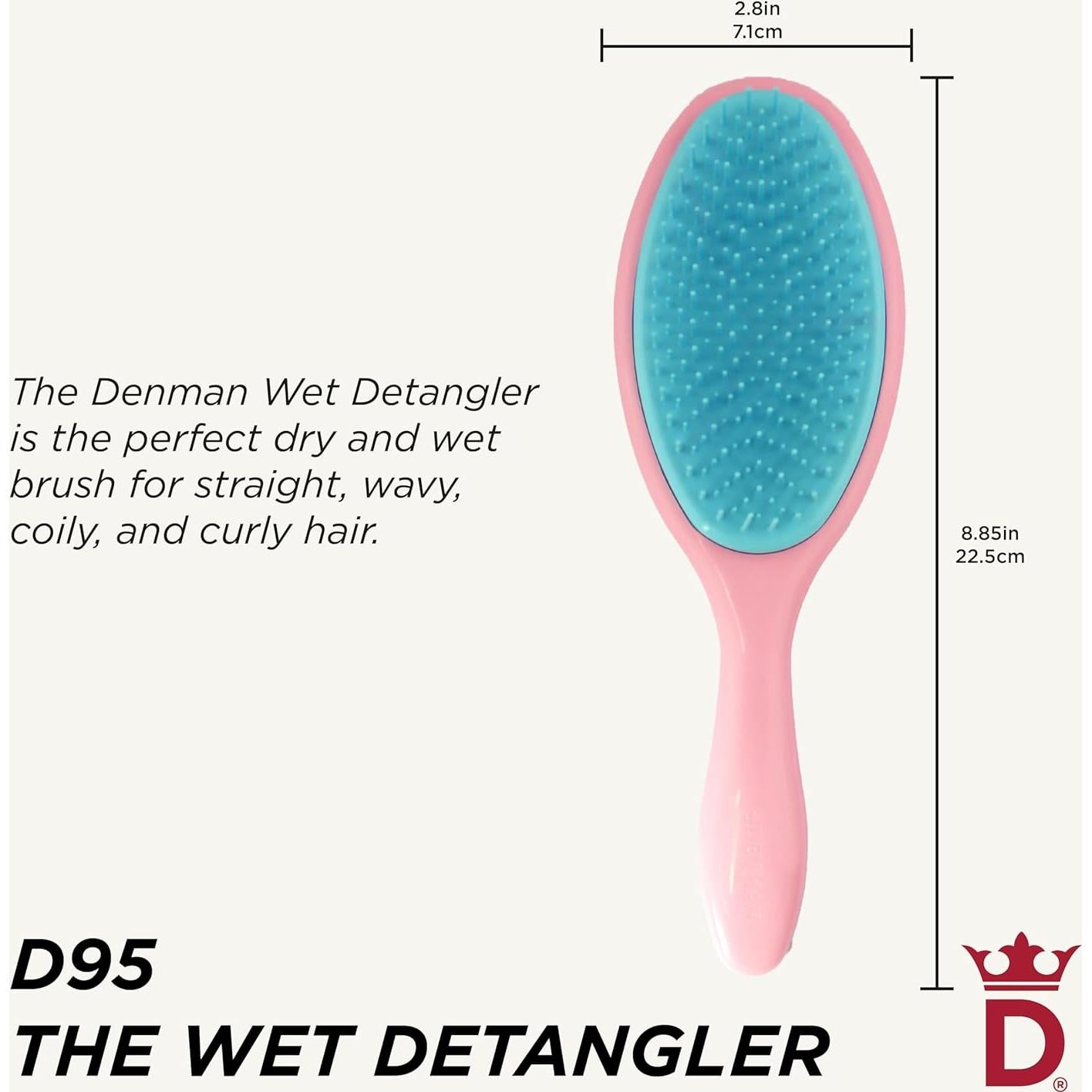 Cepillo Desenredante Denman D095SPPK Rosa para Ducha 23cm