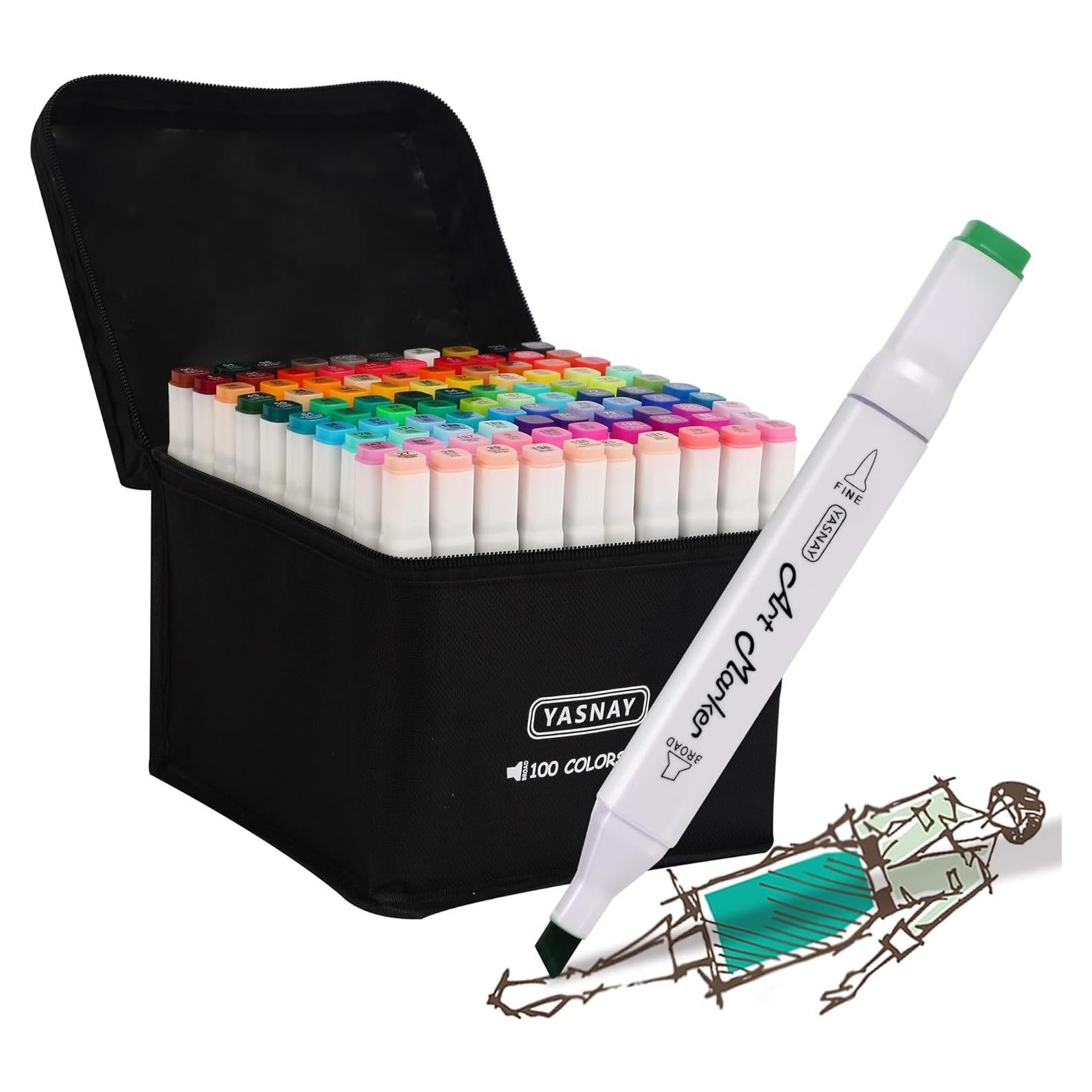 Marcadores de Alcohol YASNAY 100 Colores Doble Punta 0.5mm