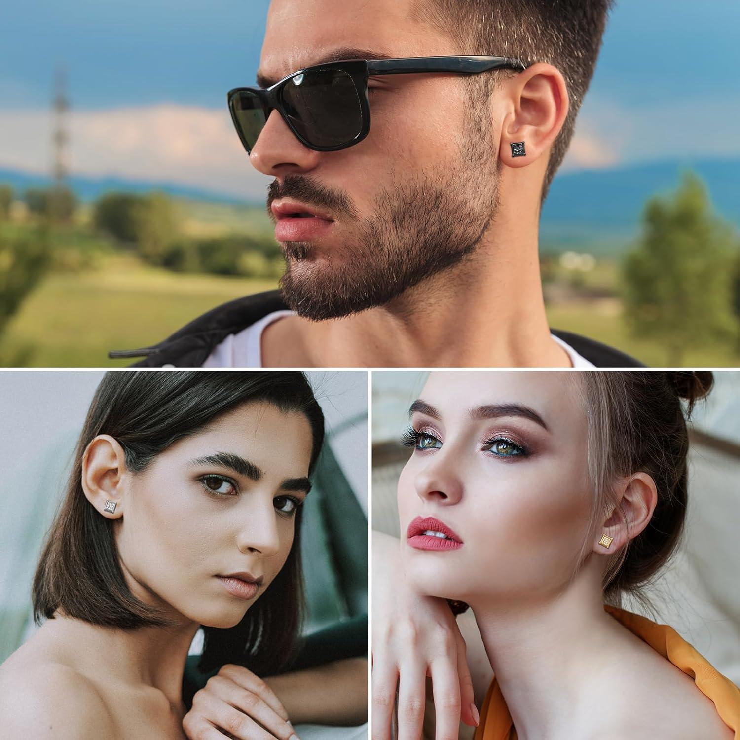 Pendientes Magnéticos Sin Perforación Acero Inoxidable 8mm CZ