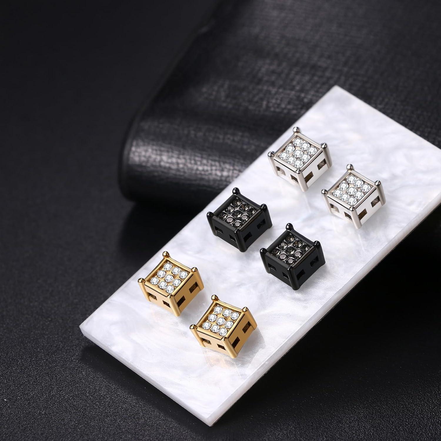 Pendientes Magnéticos Sin Perforación Acero Inoxidable 8mm CZ